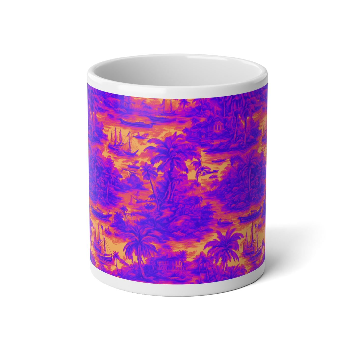 Jumbo Mug, 20oz, Crazy Cool Tropical Toile | Tropical Coffee Cup