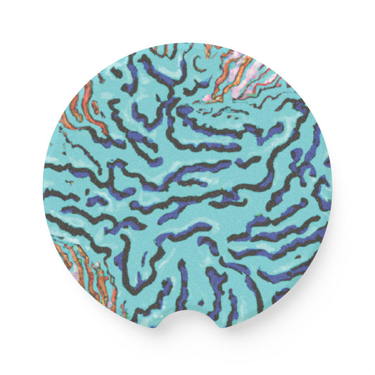 Soapstone Car Coaster - Wild Coral, Turquoise