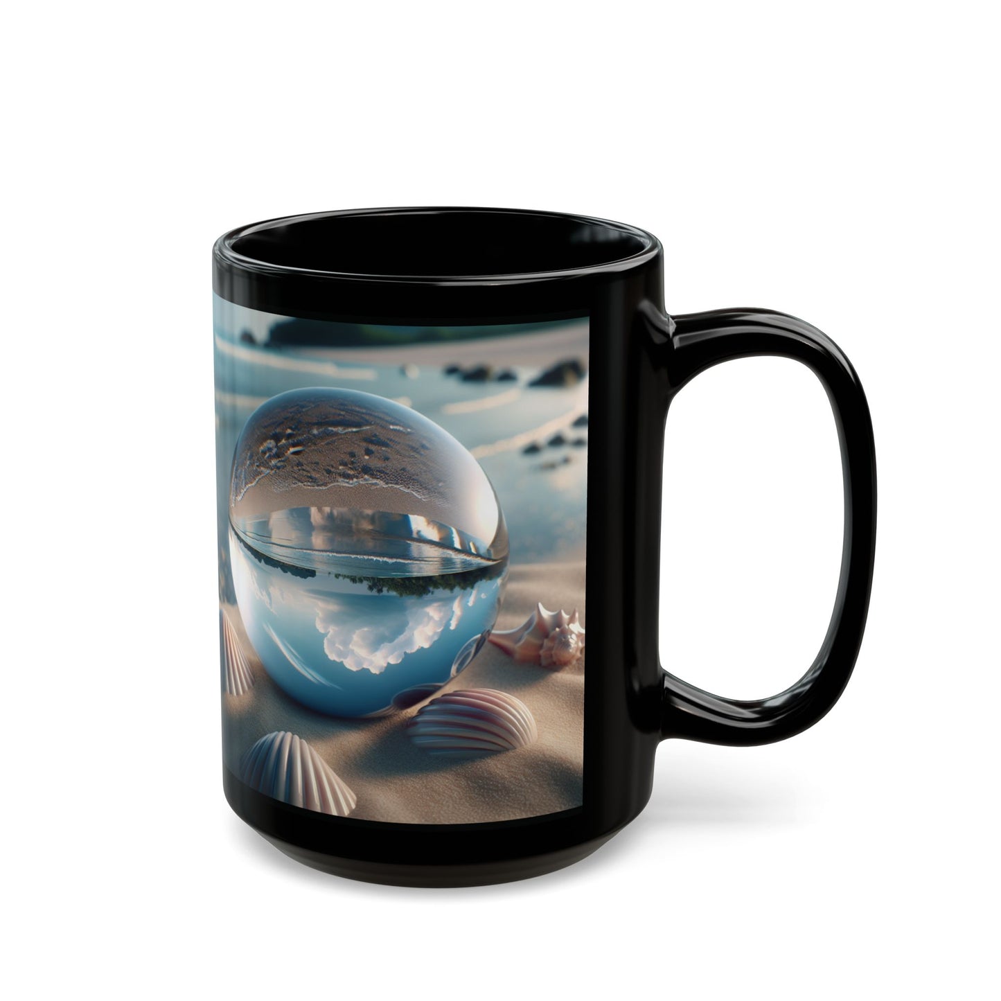 Black Coffee Mug - Beach Illusion Ball