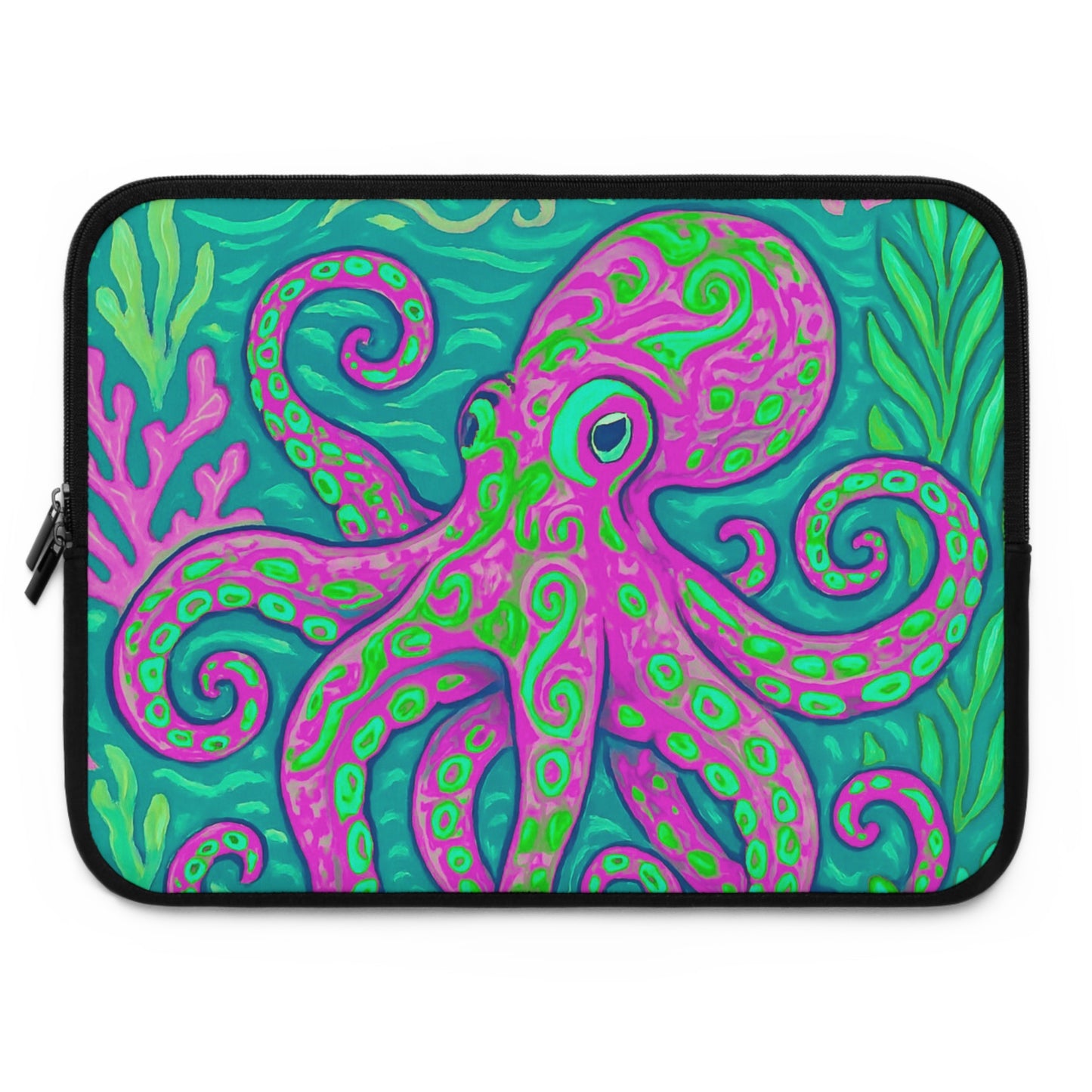 Tropical Laptop Sleeve, 5 Sizes - Perfect for Beach Lovers & Students / Octopus Kraken Joe, Purple