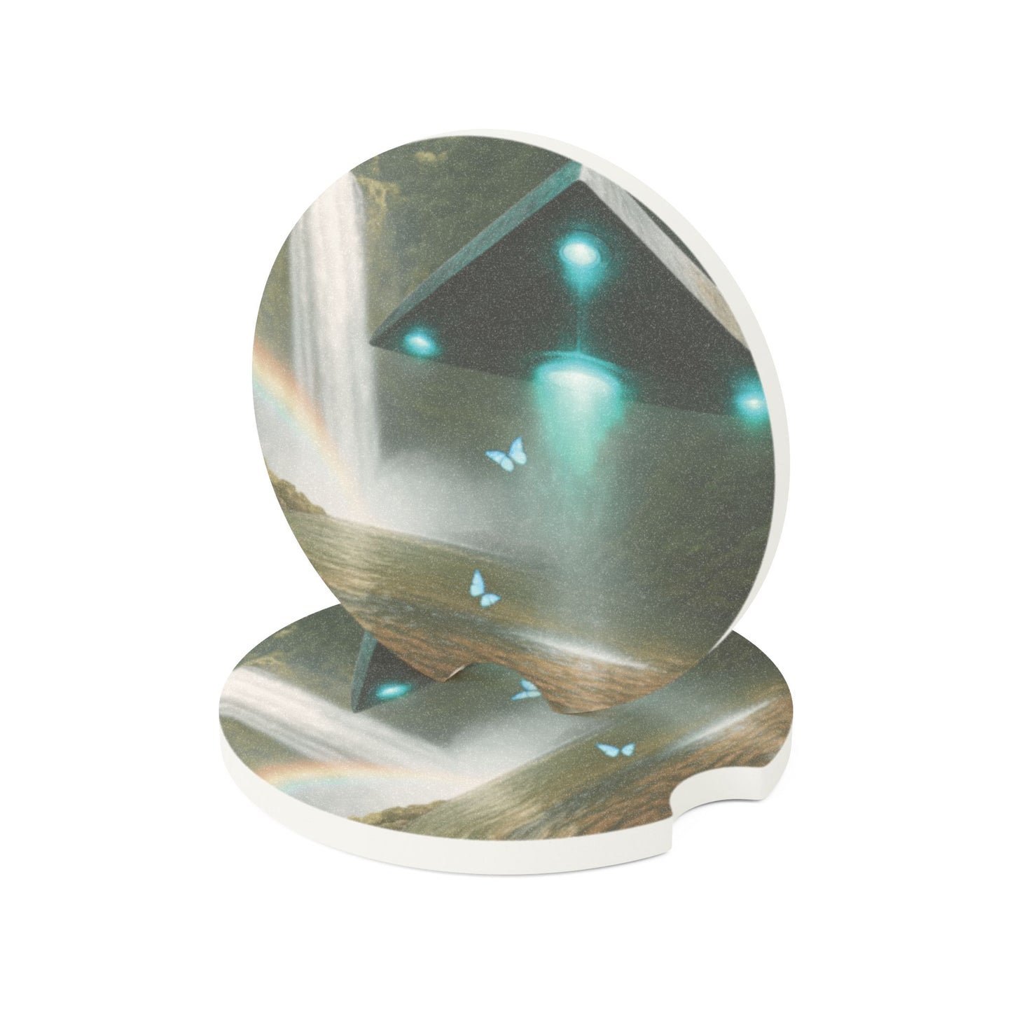 Soapstone Car Coaster - UFO and Waterfall