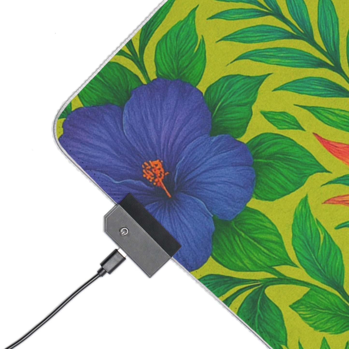 LED Gaming Mouse Pad With Vibrant RGB Lighting, 4 Sizes / Midnight Flower Lime