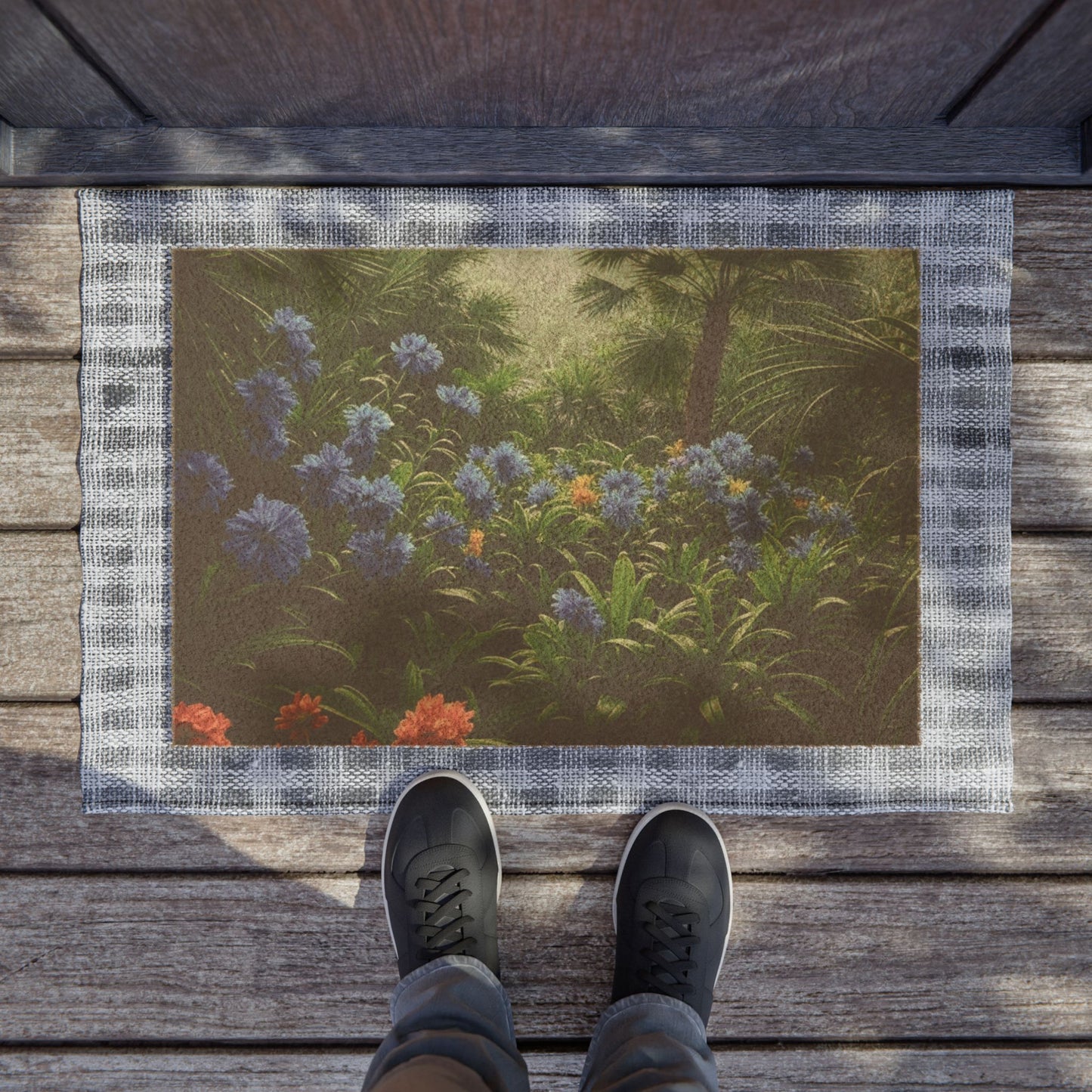 Tropical Doormat - Vibrant Coconut Fiber Entrance Mat / After a Rainforest Rain