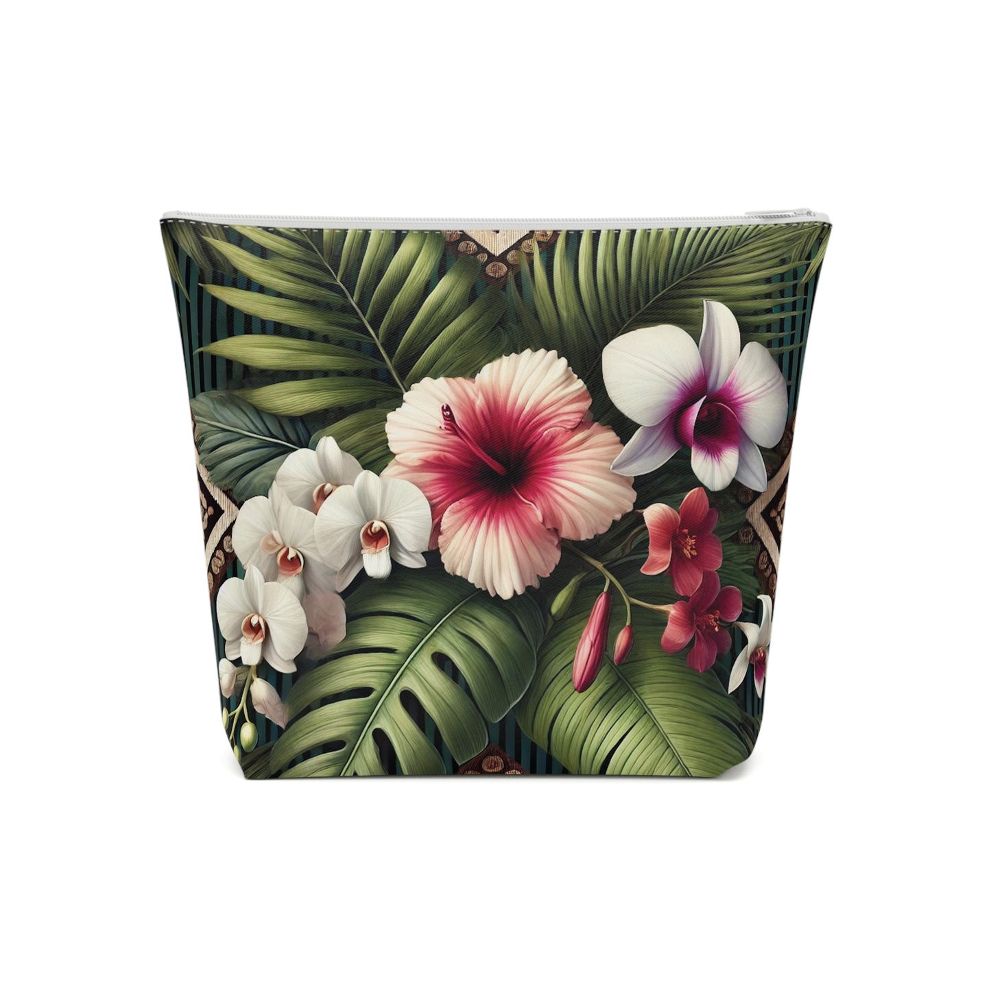 Tropical Cotton Cosmetic Bag, Makeup Pouch, 5 Sizes / Tiki Orchids