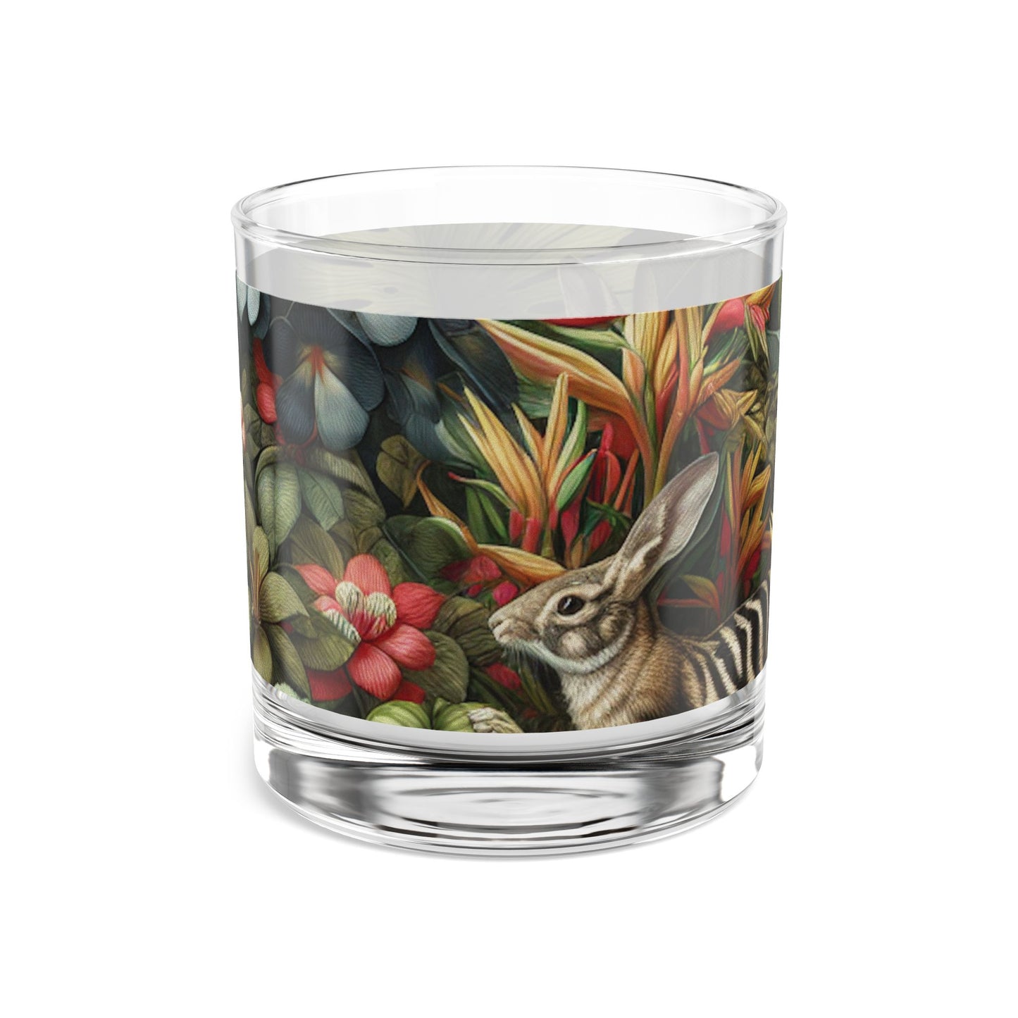 Rainforest Rabbit Outing Rocks Glass - 10oz Colorful Island Design