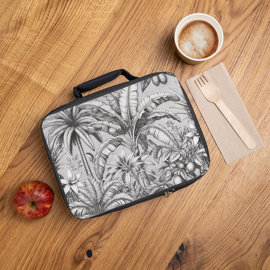 Tropical Fruit/Newspaper Lunch Bag - Eco-Friendly Insulated Tote, Adult and Child Lunchbox / Perfect for Picnics, Beach Outings