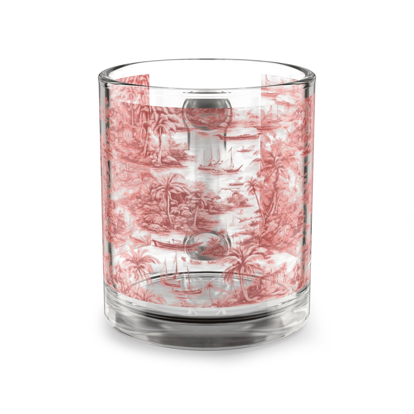 Tropical Glass Mug - 10oz Coffee Cup / Tropical Toile, Russet