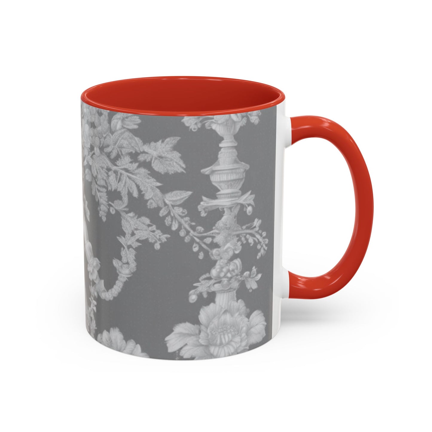 Accent Coffee Mug (11, 15oz), Pearl Lady Toile/Slate, Various Colors