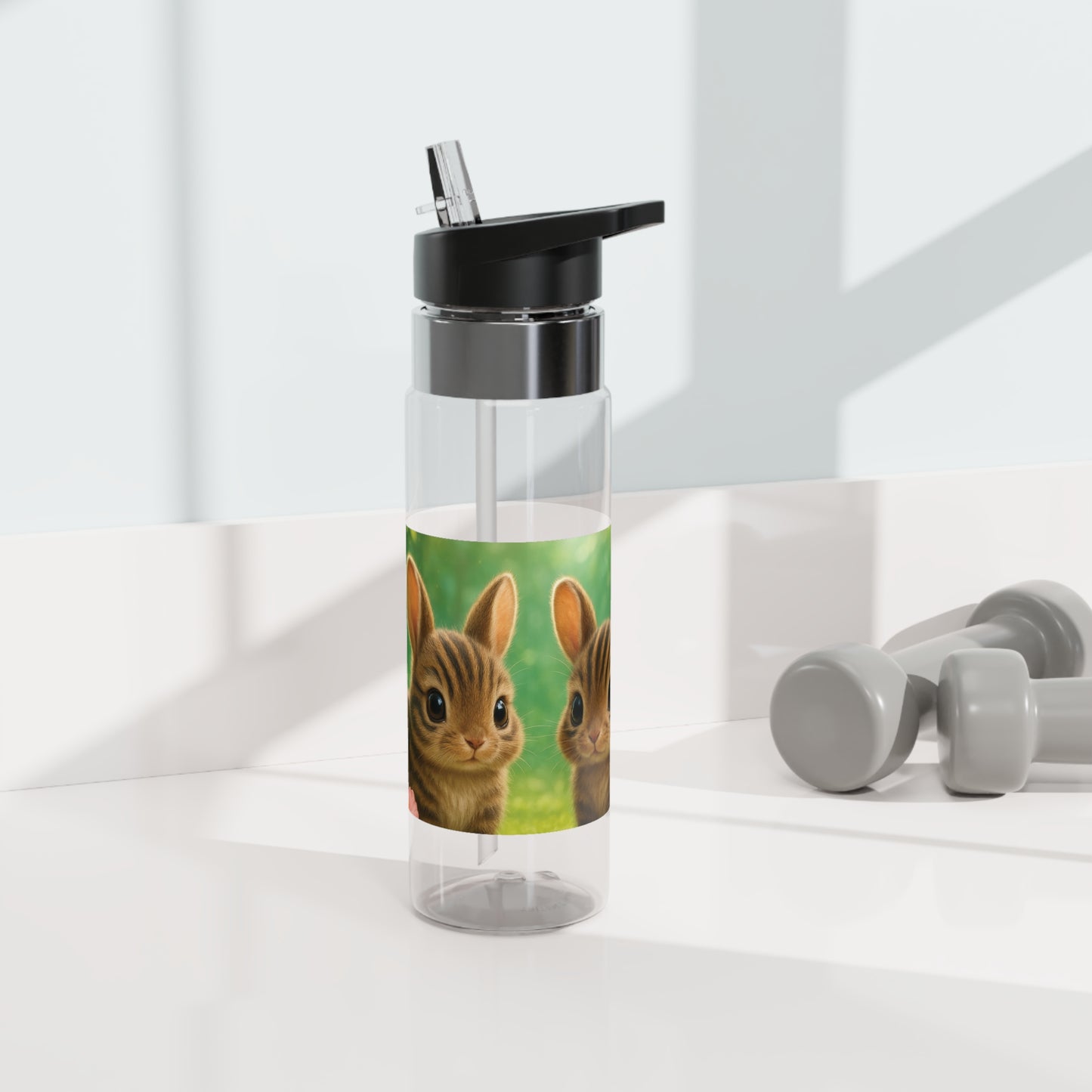 Tropical 20oz Tritan Sport Water Bottle -  Leakproof, Lightweight, BPA-Free / Baby Sumatran Rabbits