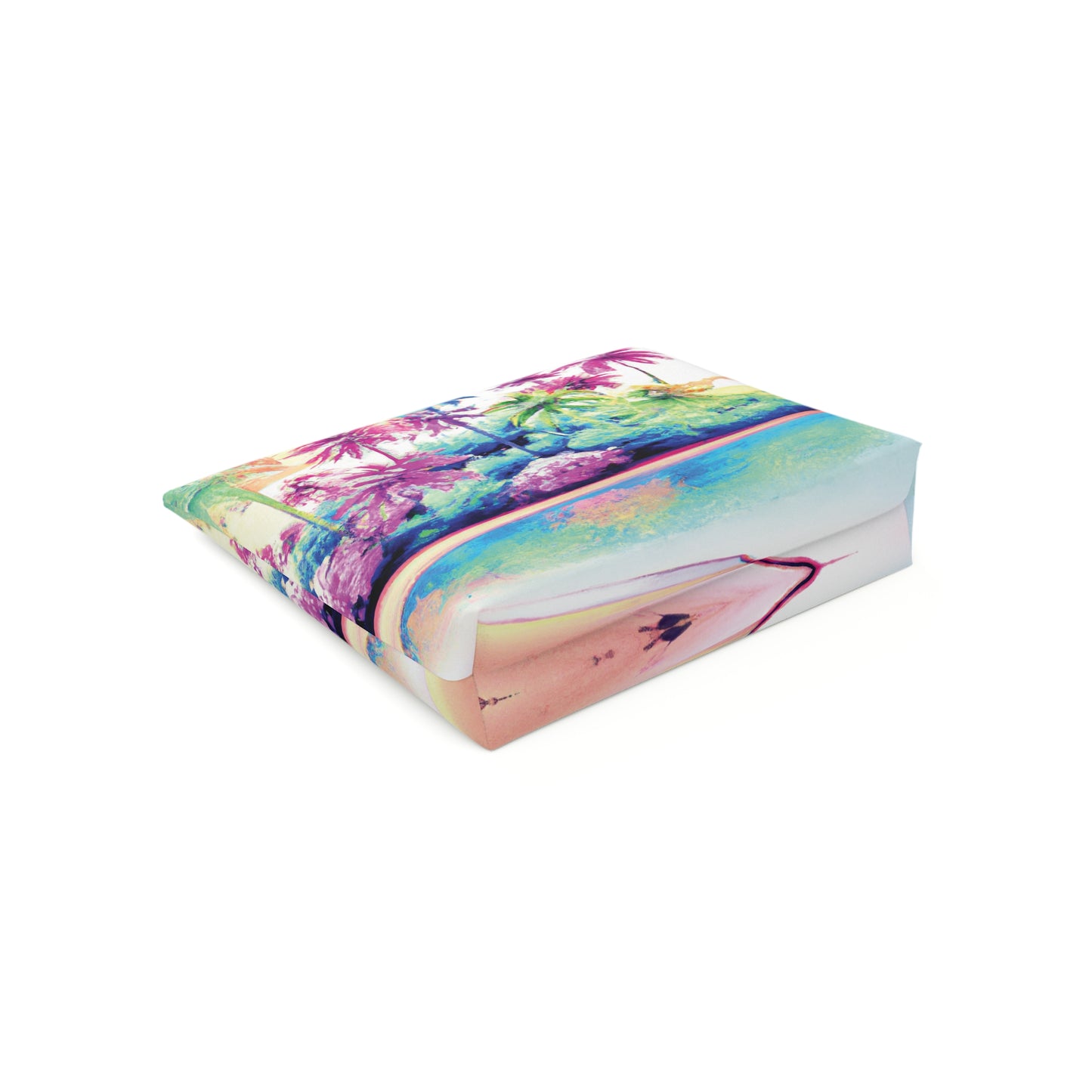 Tropical Cotton Cosmetic Bag, Makeup Pouch, 5 Sizes / Watercolor Beach