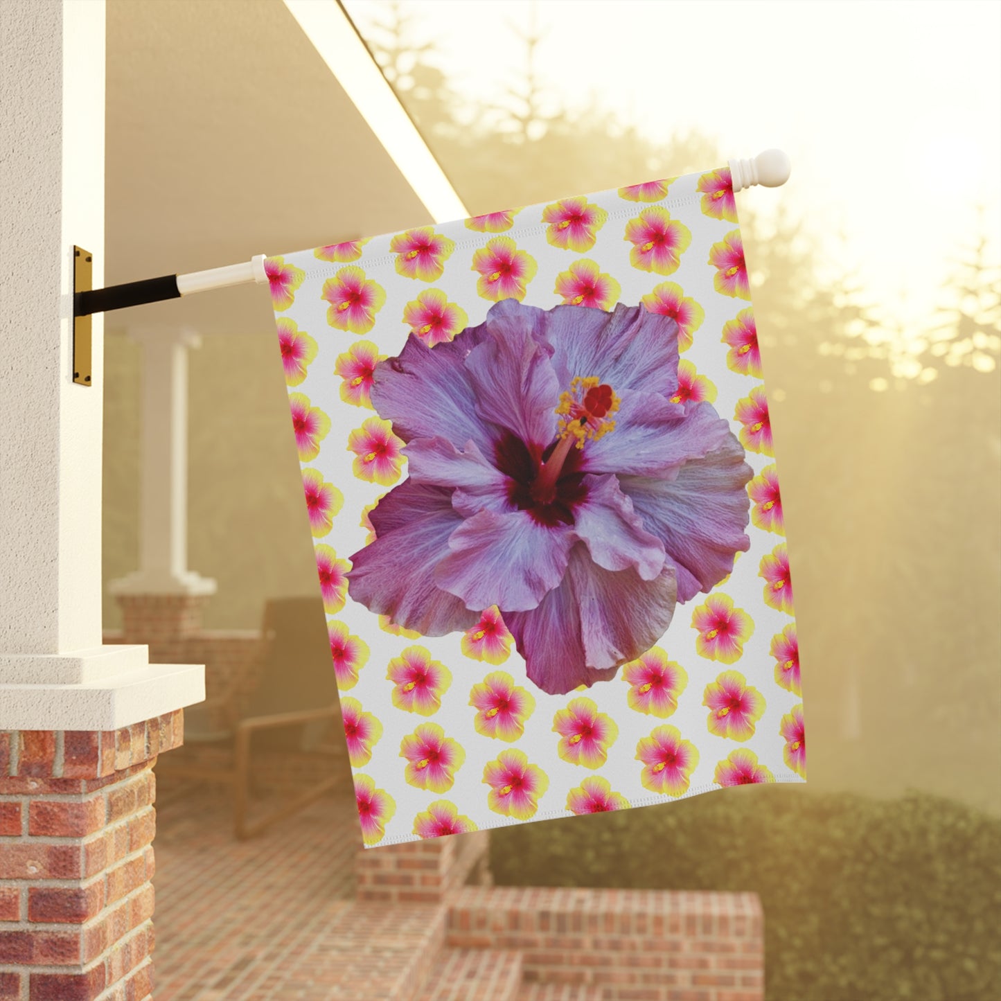 Tropical Garden Flag - Perfect for Outdoor Decor / Hibiscus Purple/Yellow Mix