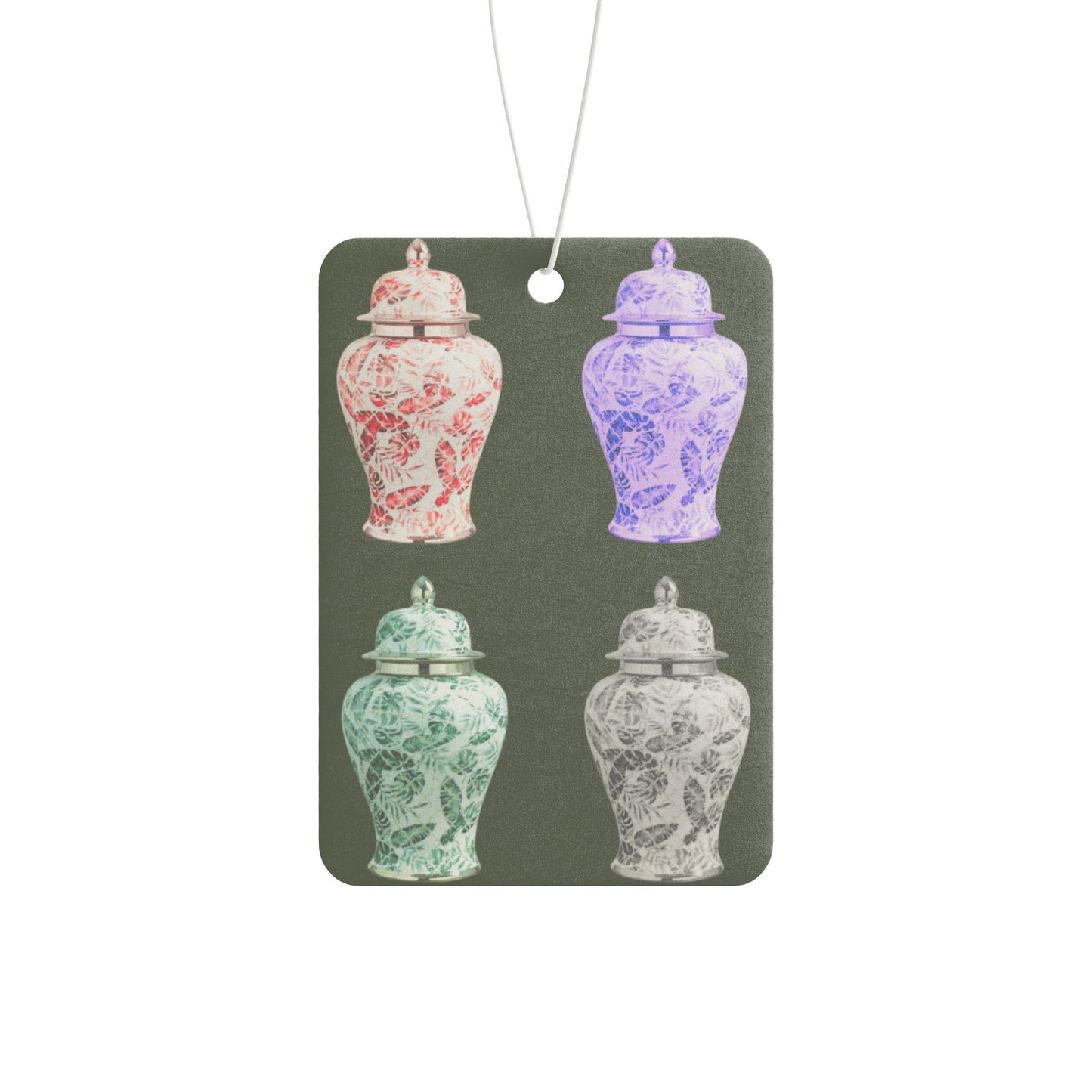 Car Air Freshener - Pop Art Tropical Ginger Jars, Black