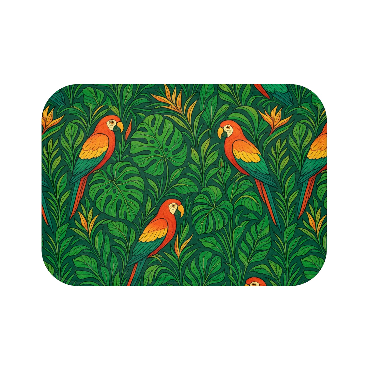 Parrot Family Bath Mat, 2 Sizes - Tropical Vibes for Home Decor