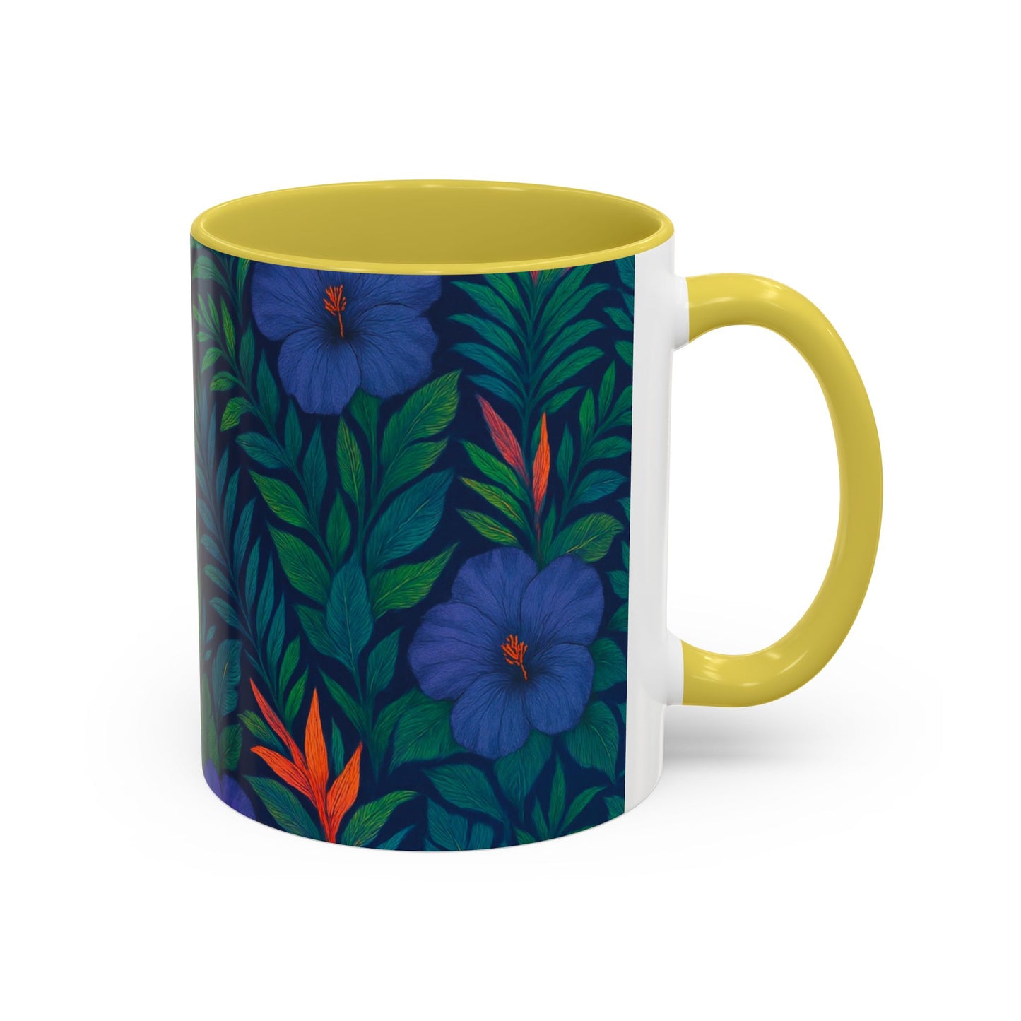 Vibrant Floral Coffee Mug - 11oz & 15oz / Midnight Flower Coral