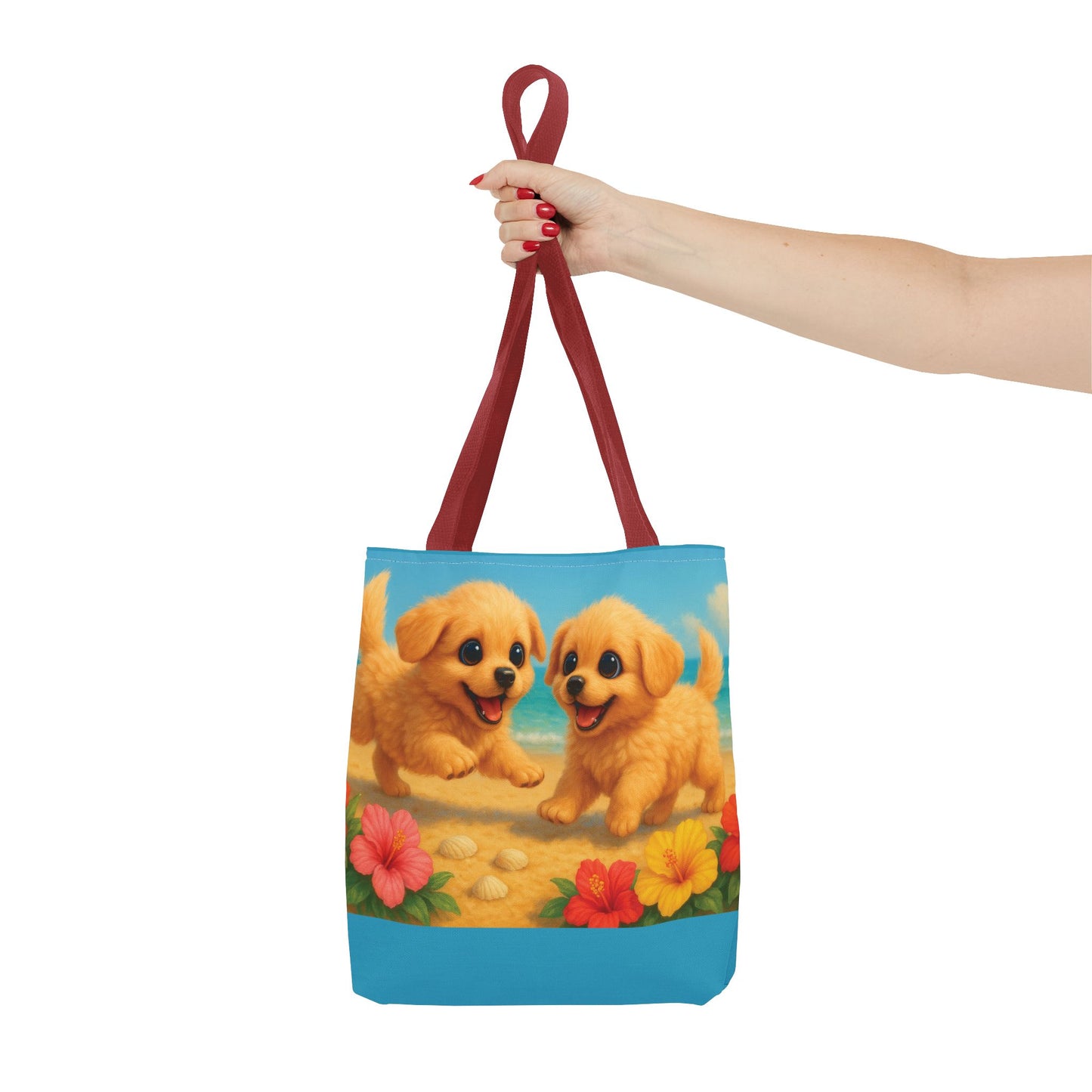 Two Puppies on Beach Tote Bag - 3 Sizes