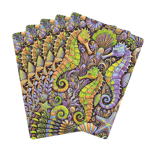 Poker Playing Cards - Seahorse Trio, Purple