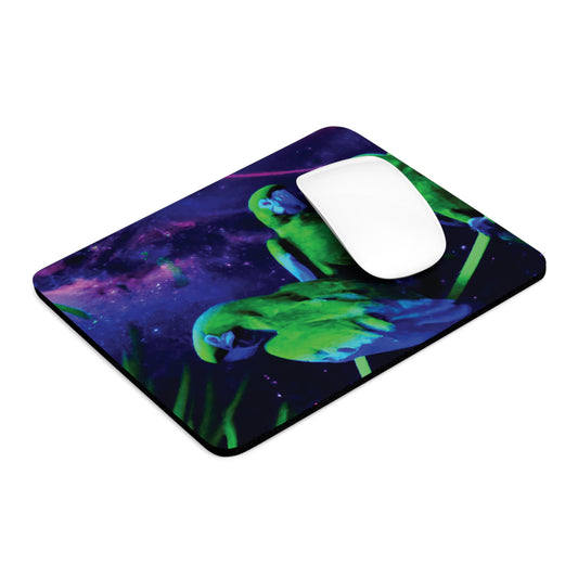 Rainforest Mouse Pad, 2 Shapes - Beach Vibes for Home Office & Gamer / Galactic Parrot