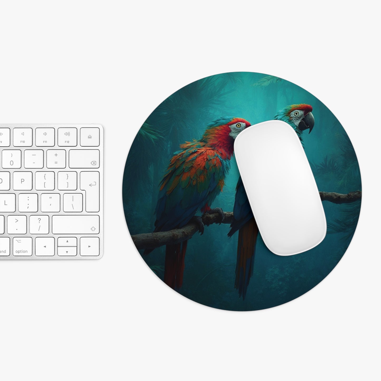 Tropical Mouse Pad, 2 Shapes - Parrot Vibes for Home Office & Gamer / Rainforest Parrot Friends