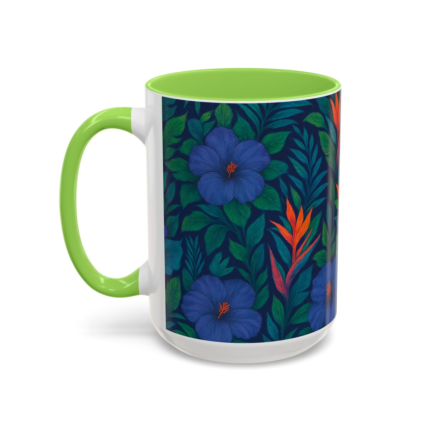 Vibrant Floral Coffee Mug - 11oz & 15oz / Midnight Flower Coral
