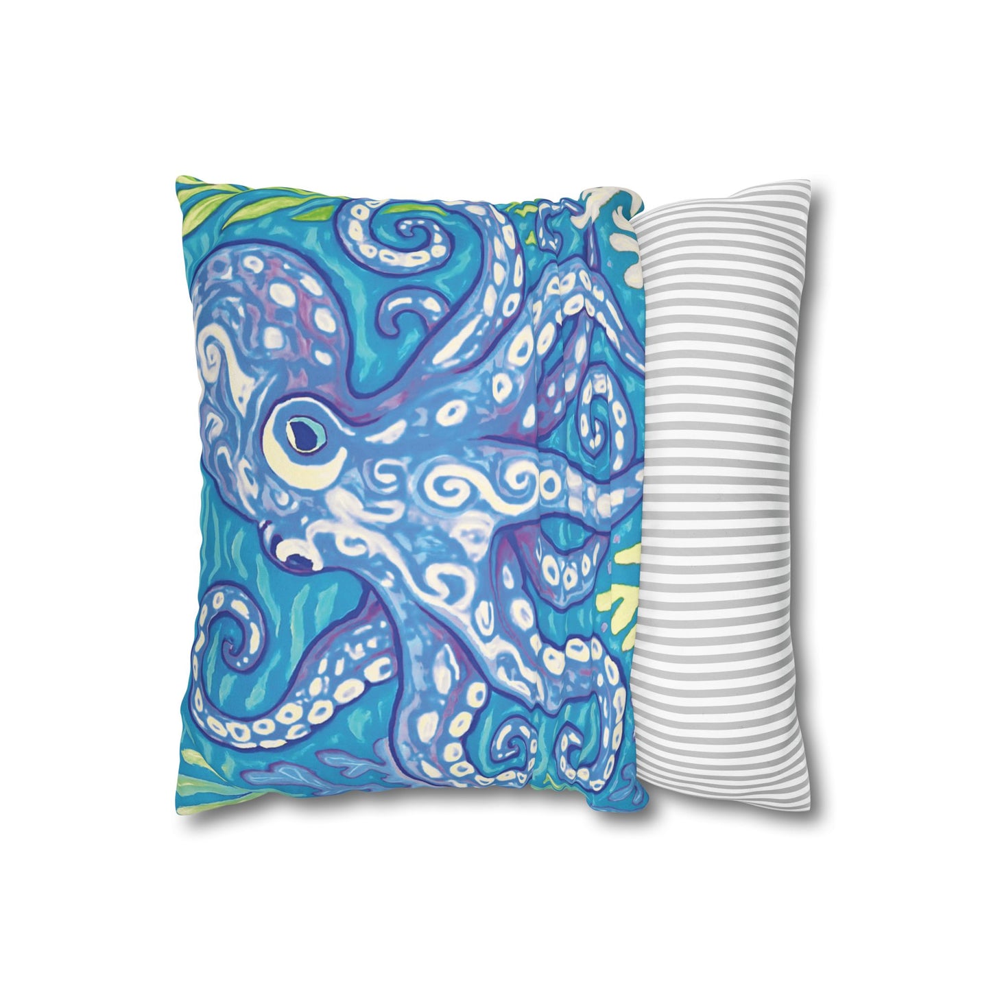 Faux Suede Square Pillowcase - Blue Kraken Joe