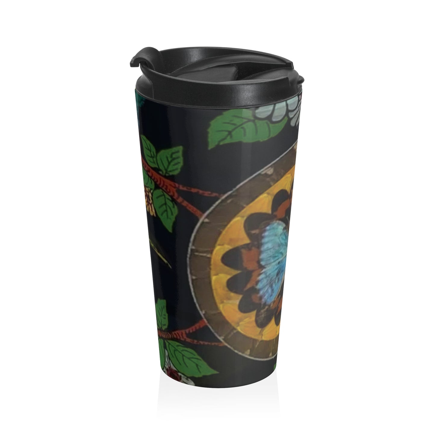 15 oz. Stainless Steel Travel Mug / Vintage Butterfly Wing Art Photo