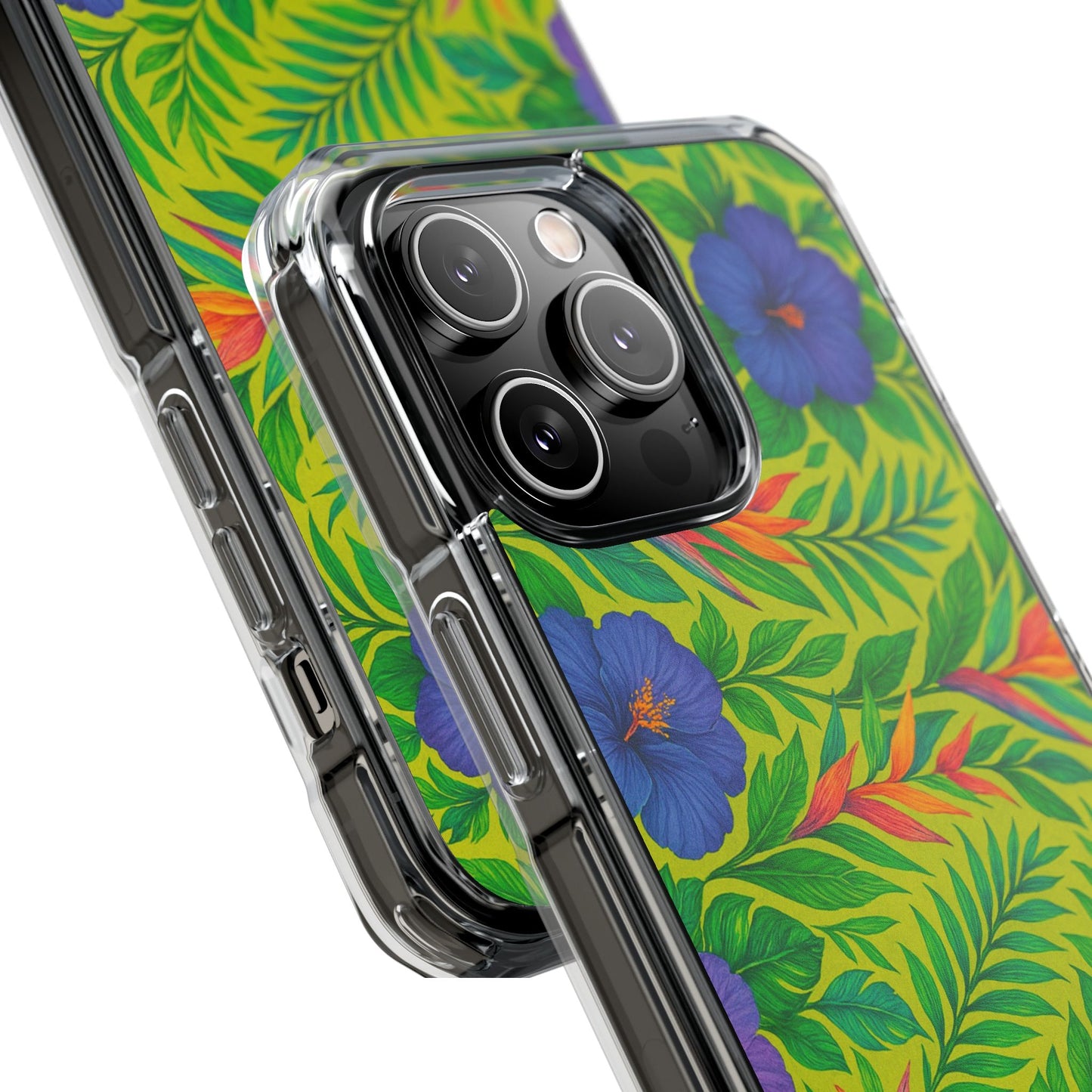 Midnight Flower Lime Magnetic Clear Phone Case, Many Models