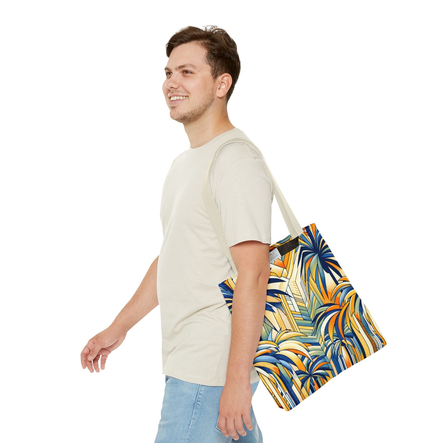 Stylized Palms Blue Tote Bag - 3 Sizes