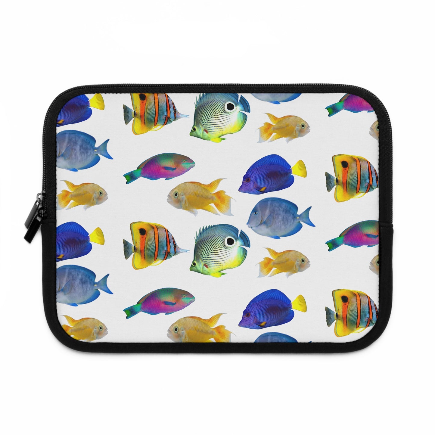 Tropical Laptop Sleeve, 5 Sizes - Perfect for Beach Lovers & Students / School of Fish, White