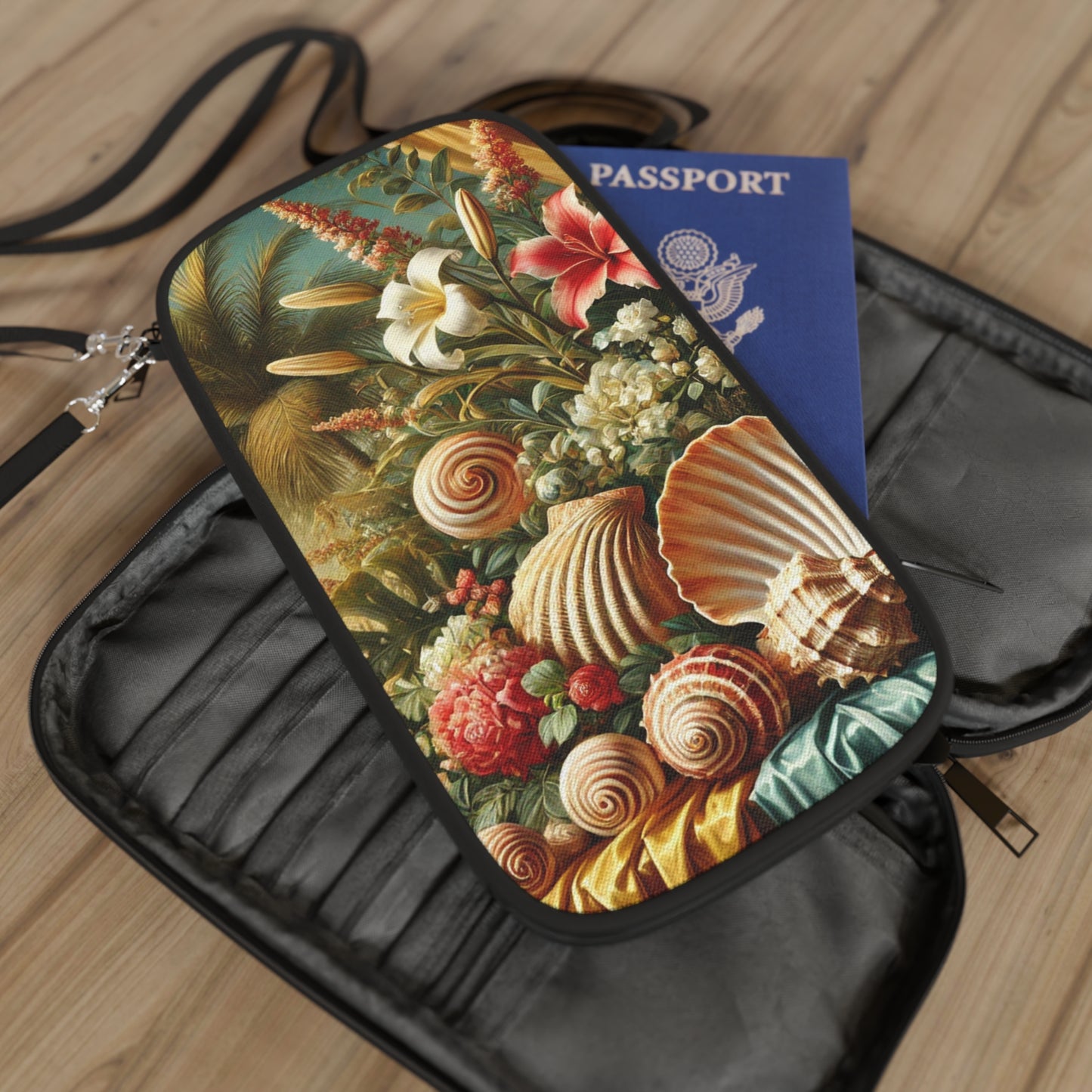 Passport Wallet – Perfect for Travelers & Adventurers / Shells and Flowers