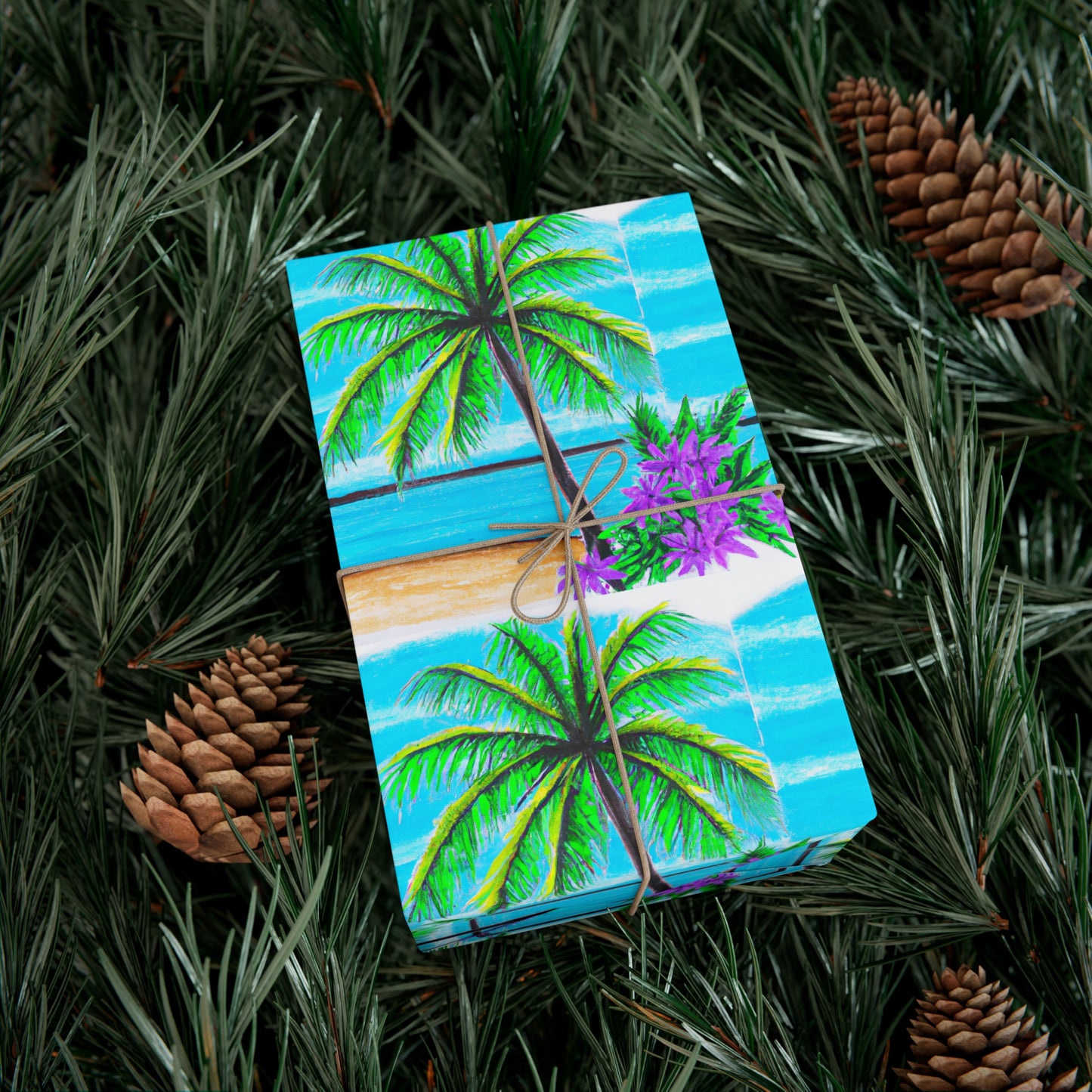 Wrapping Paper - Tropical Gift Wrap for All Occasions / 3 Sizes, 2 Finishes / Tropical Beach