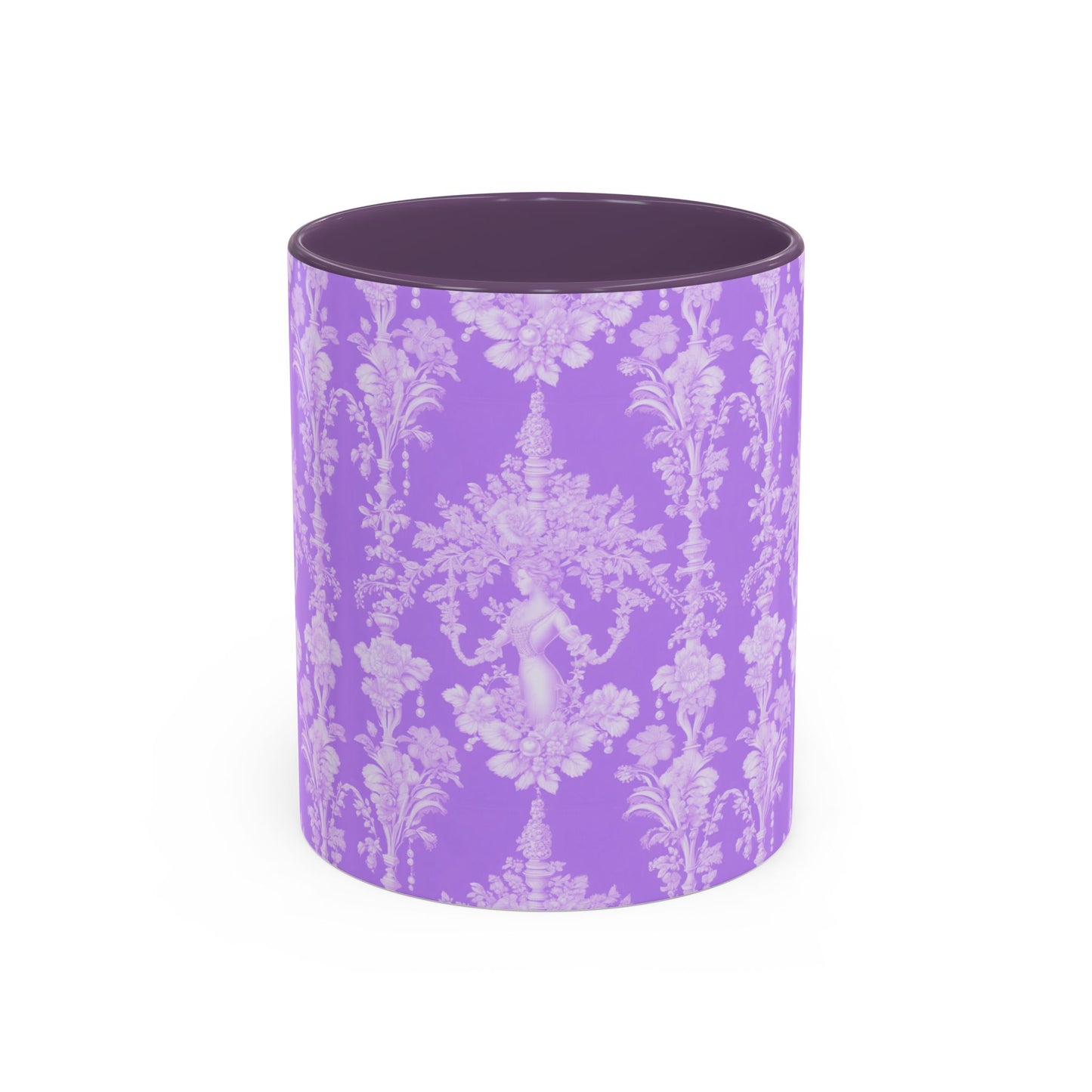 Accent Coffee Mug (11, 15oz), Pearl Lady Toile/Lavender Repeat, Various Colors