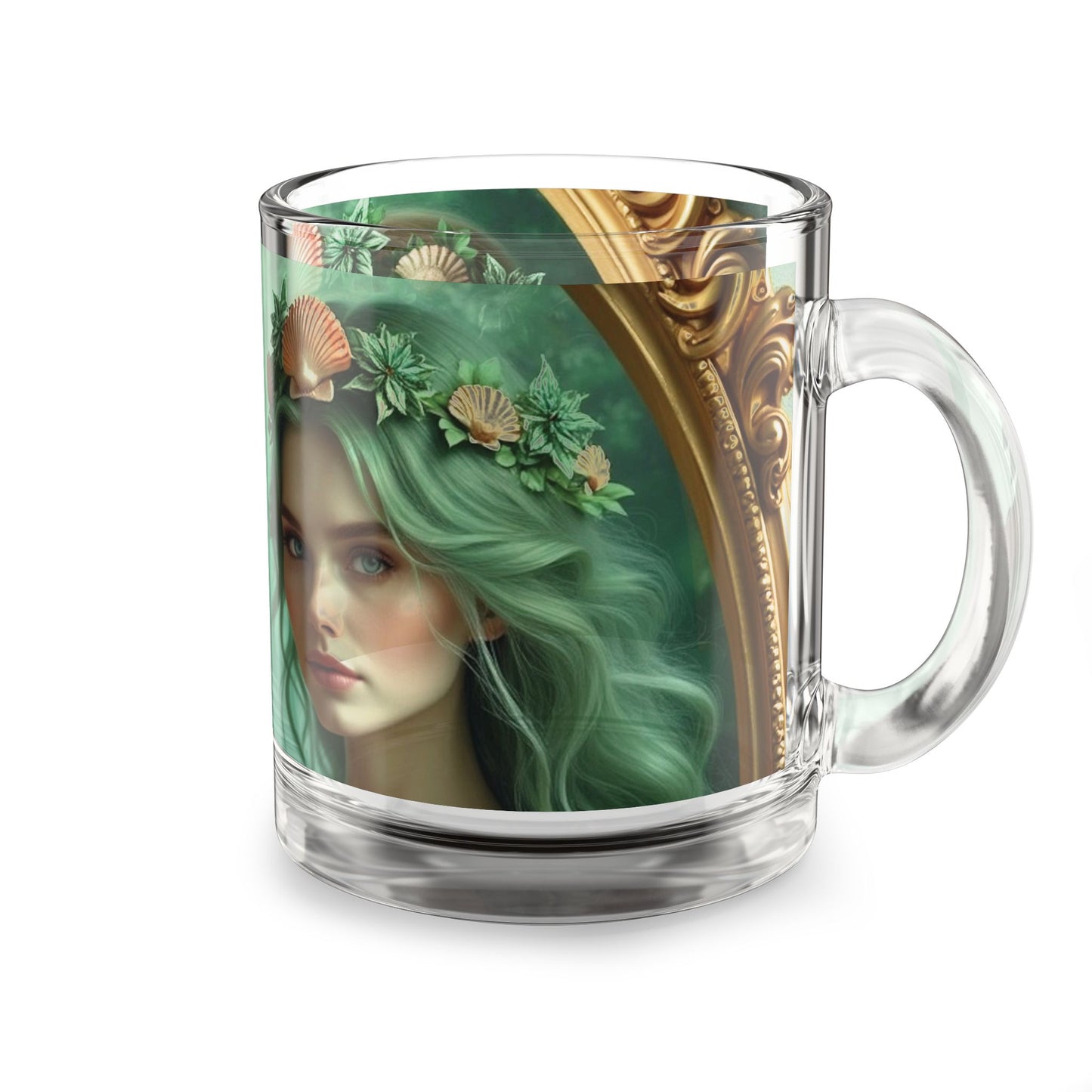 Tropical Glass Mug - 10oz Coffee Cup / Mermaid Princesses