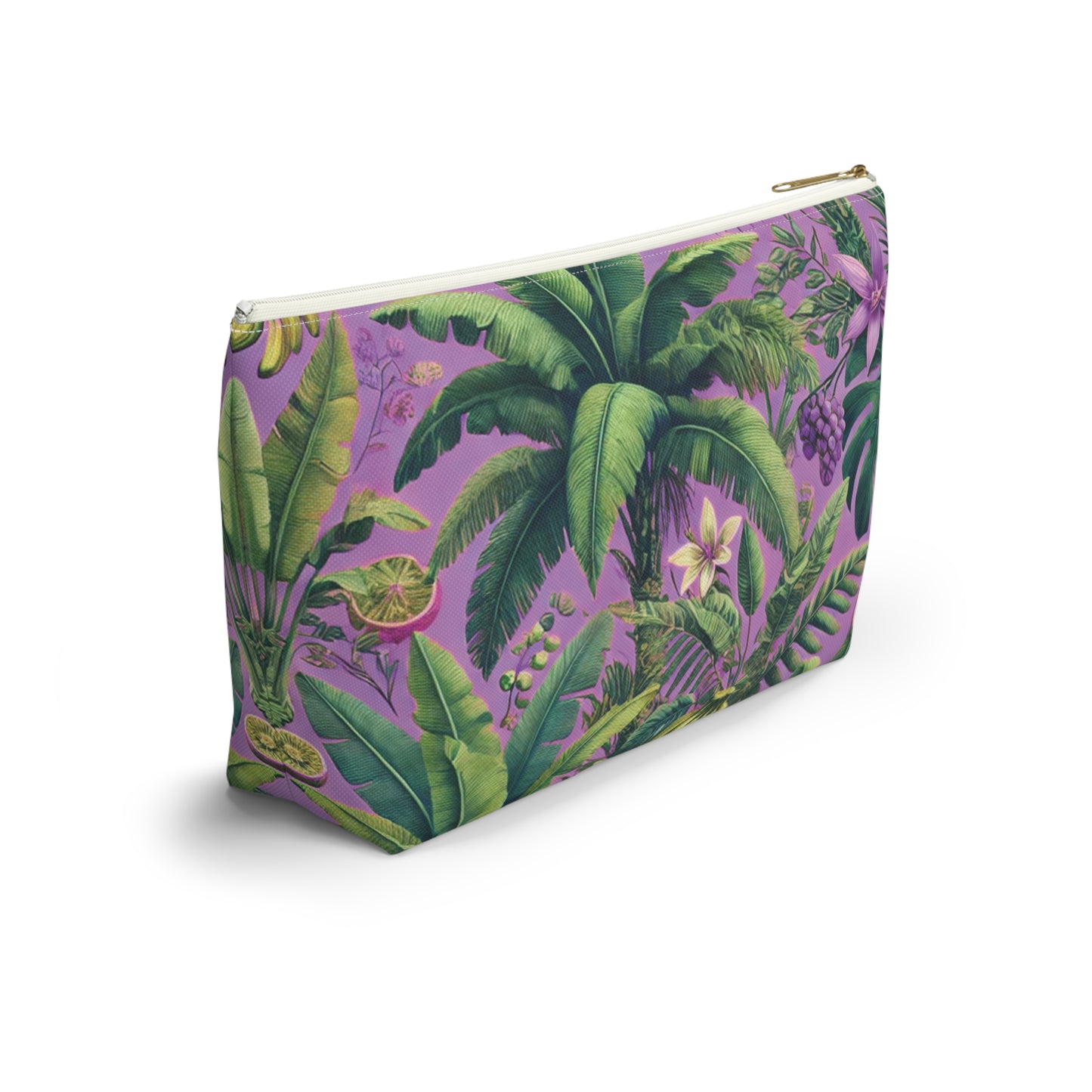 Tropical Accessory Pouch, 2 sizes | Makeup Bag | Perfect for Travel & Everyday Use / More Tropical Fruit, Deep Lilac