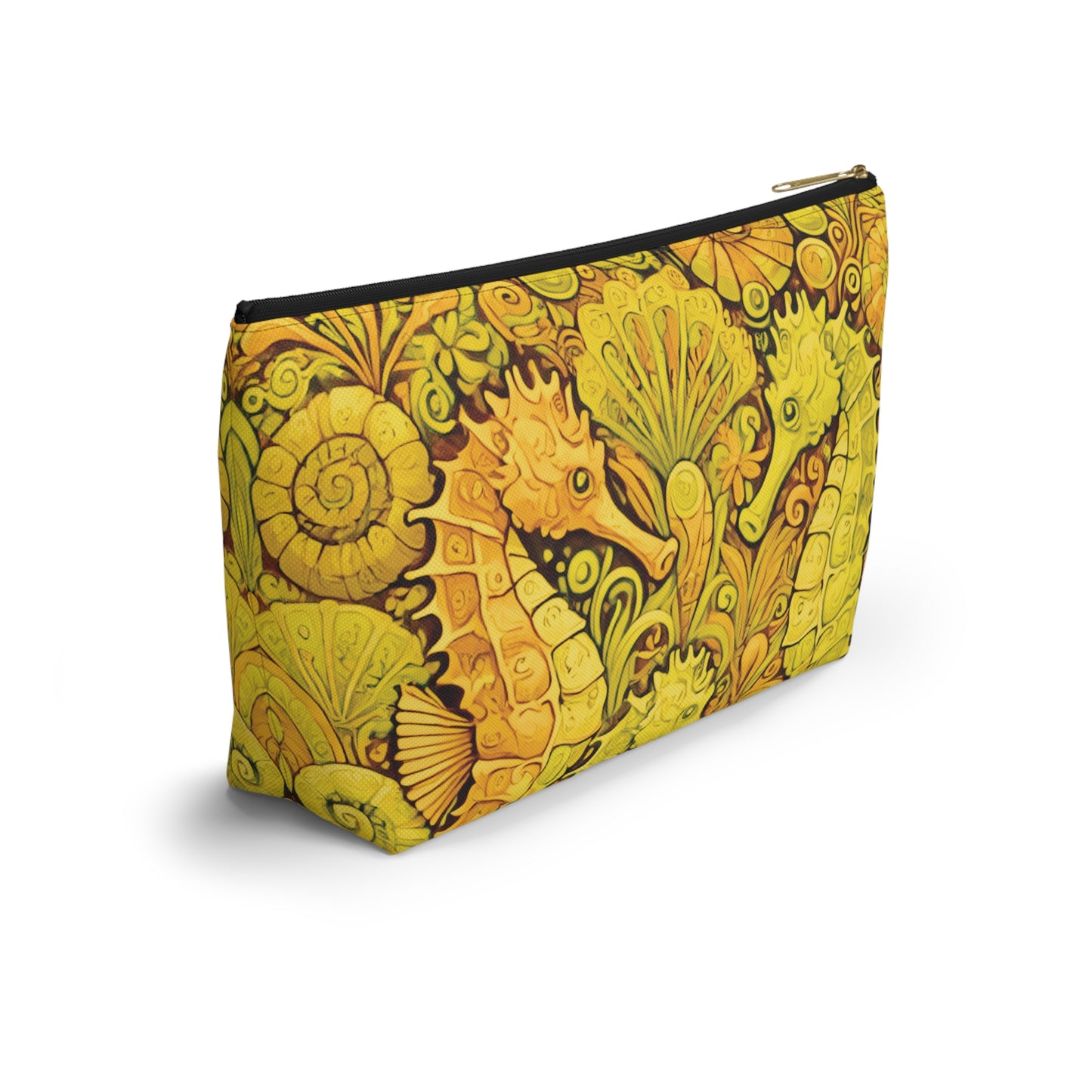 Tropical Accessory Pouch, 2 sizes | Makeup Bag | Perfect for Travel & Everyday Use / Seahorse Trio, Yellow