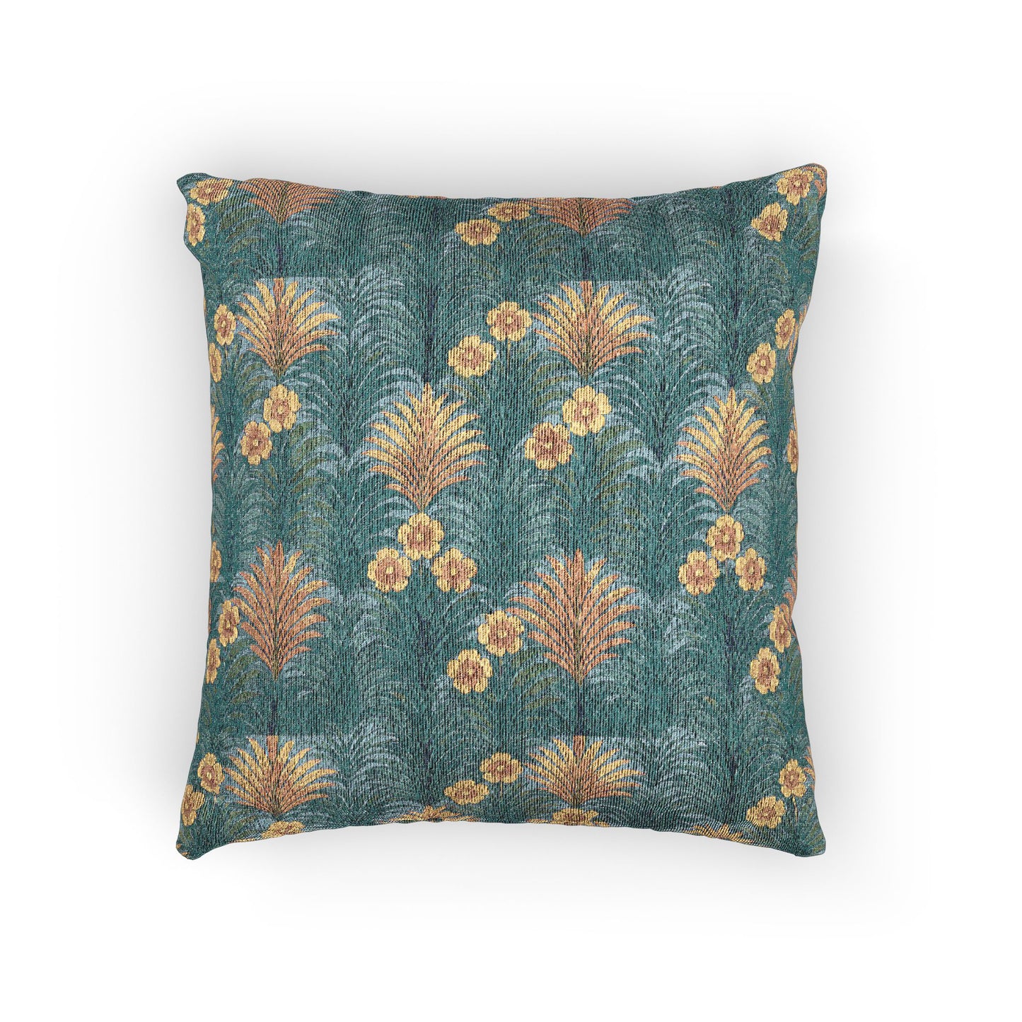 Woven Pillow, 17"W x 18"L ~ Sunrise Palms, Blue