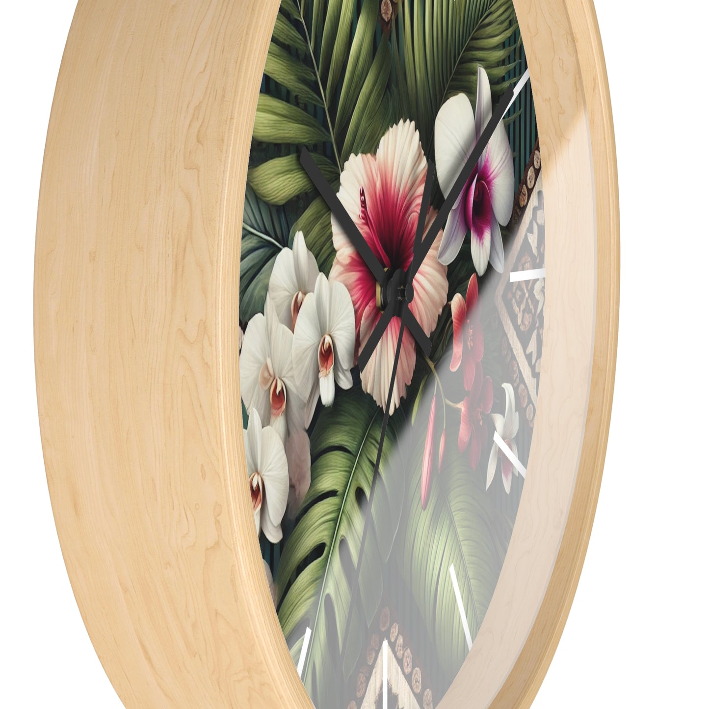 Tiki Orchids Wall Clock – Fun Home Decor for Nature Lovers, 6 Variants
