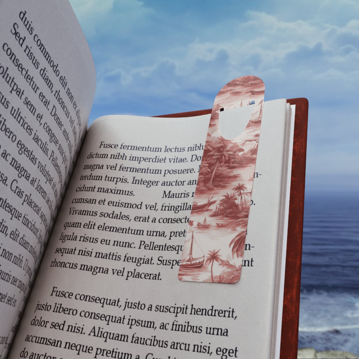 Bookmark - Aluminum, Tropical Toile, Russet