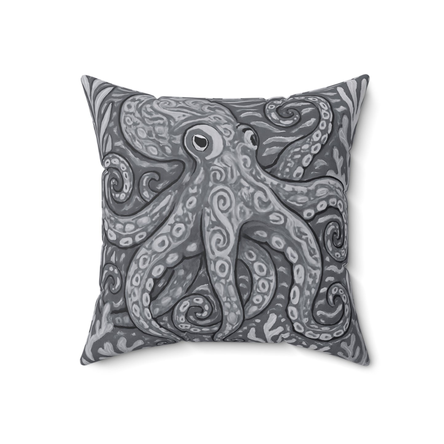 Decorative Pillow - Accent Cushion, 4 Sizes / Octopus Kraken Joe, Noir