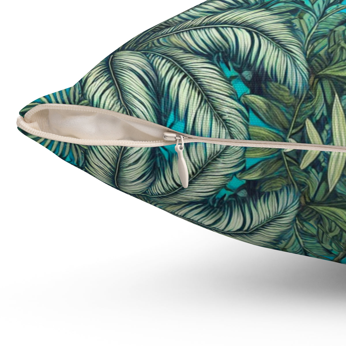 Tropical Pillow, 4 sizes - Colorful Spun Polyester Square Cushion / Tropical Fruit, Turquoise