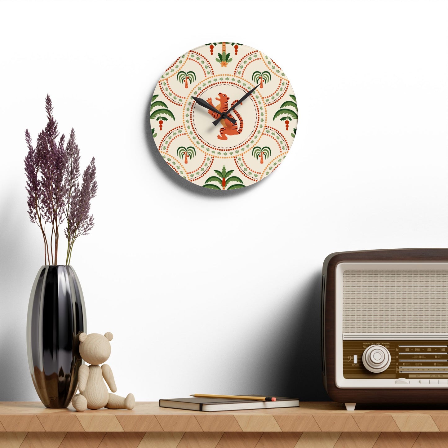 Acrylic Wall Clock, Mosaic Tiger