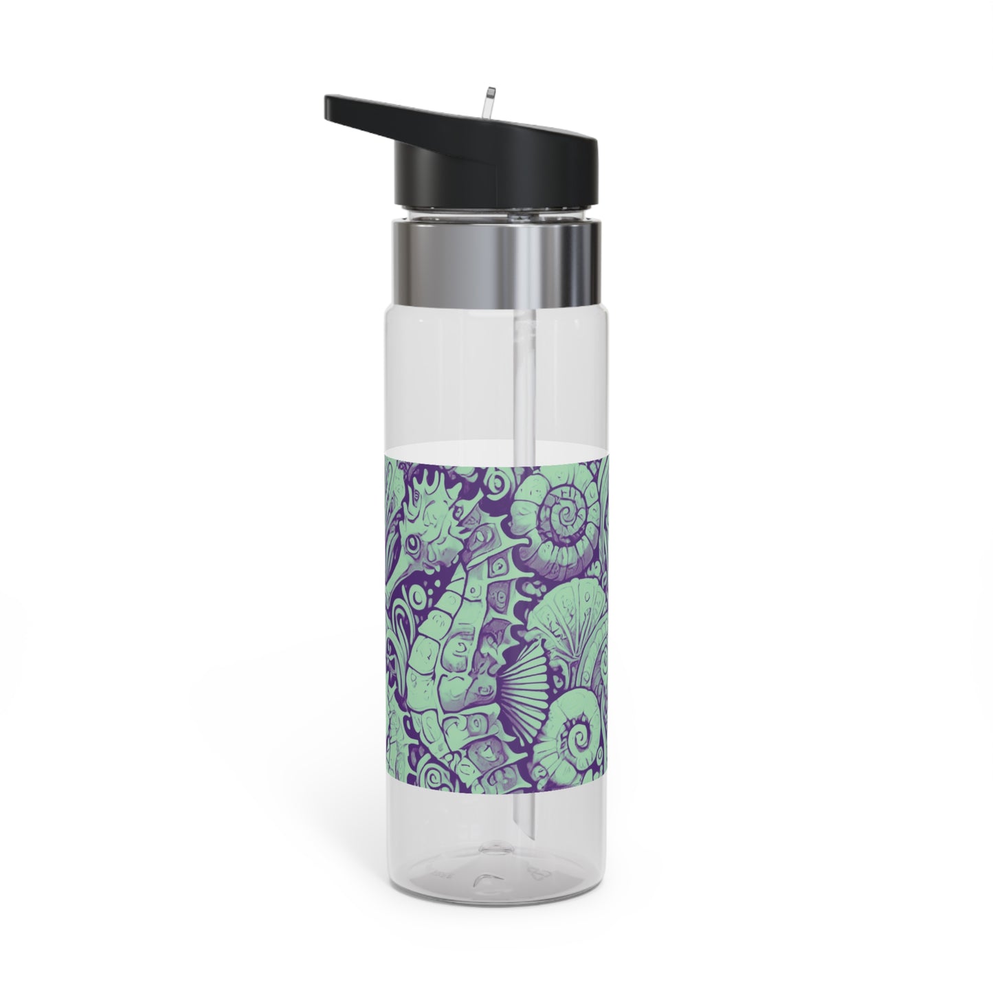 Tropical 20oz Tritan Sport Water Bottle -  Leakproof, Lightweight, BPA-Free / Seahorse Trio, Minty Macro