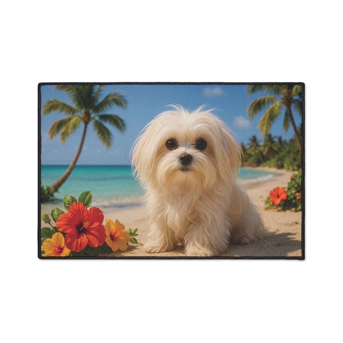 Heavy Duty Floor Mat, 5 Sizes – Tropical Area Rug for Home Décor / Puppy Ariel