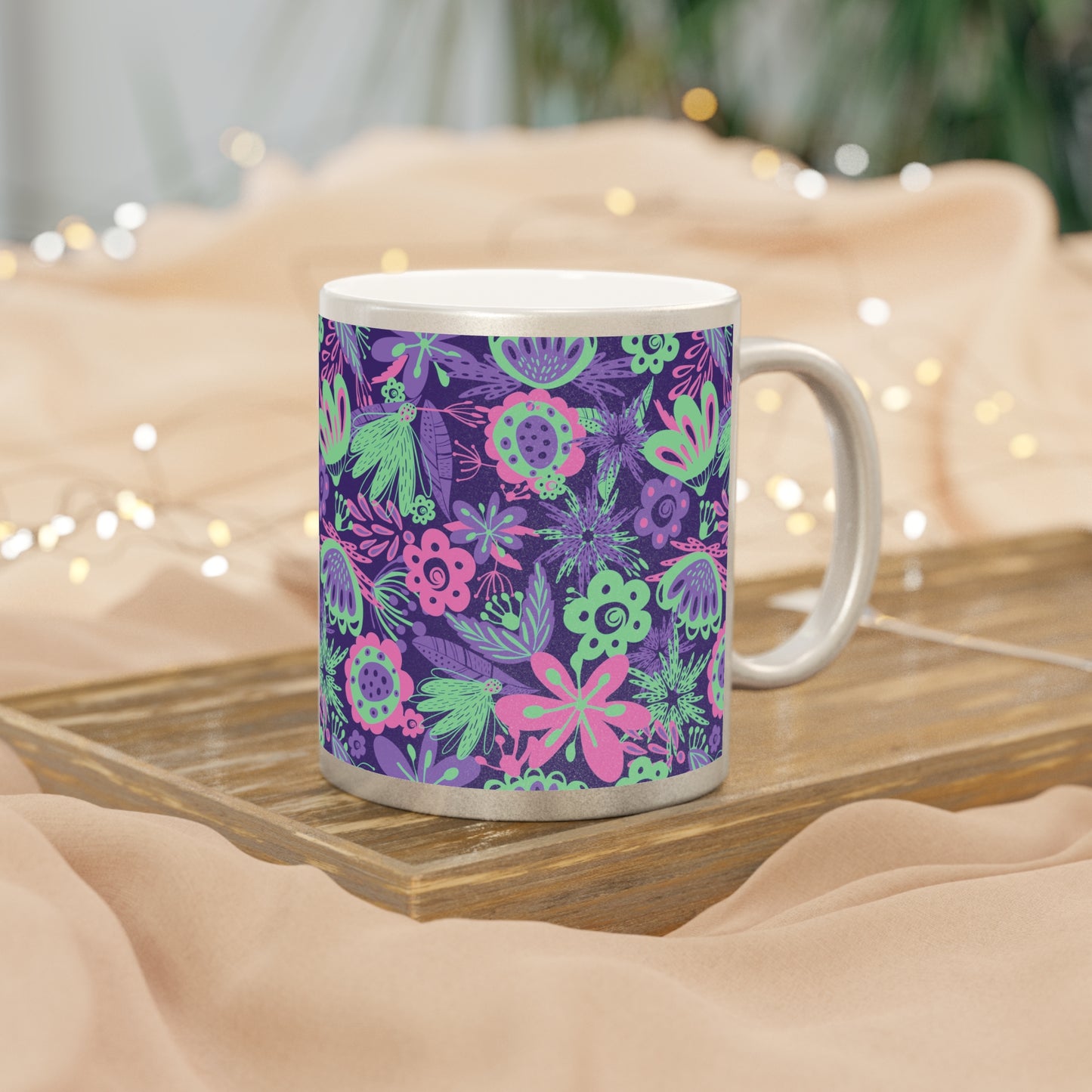 Tropical Metallic Mug, Gold or Silver: Flora Tropical