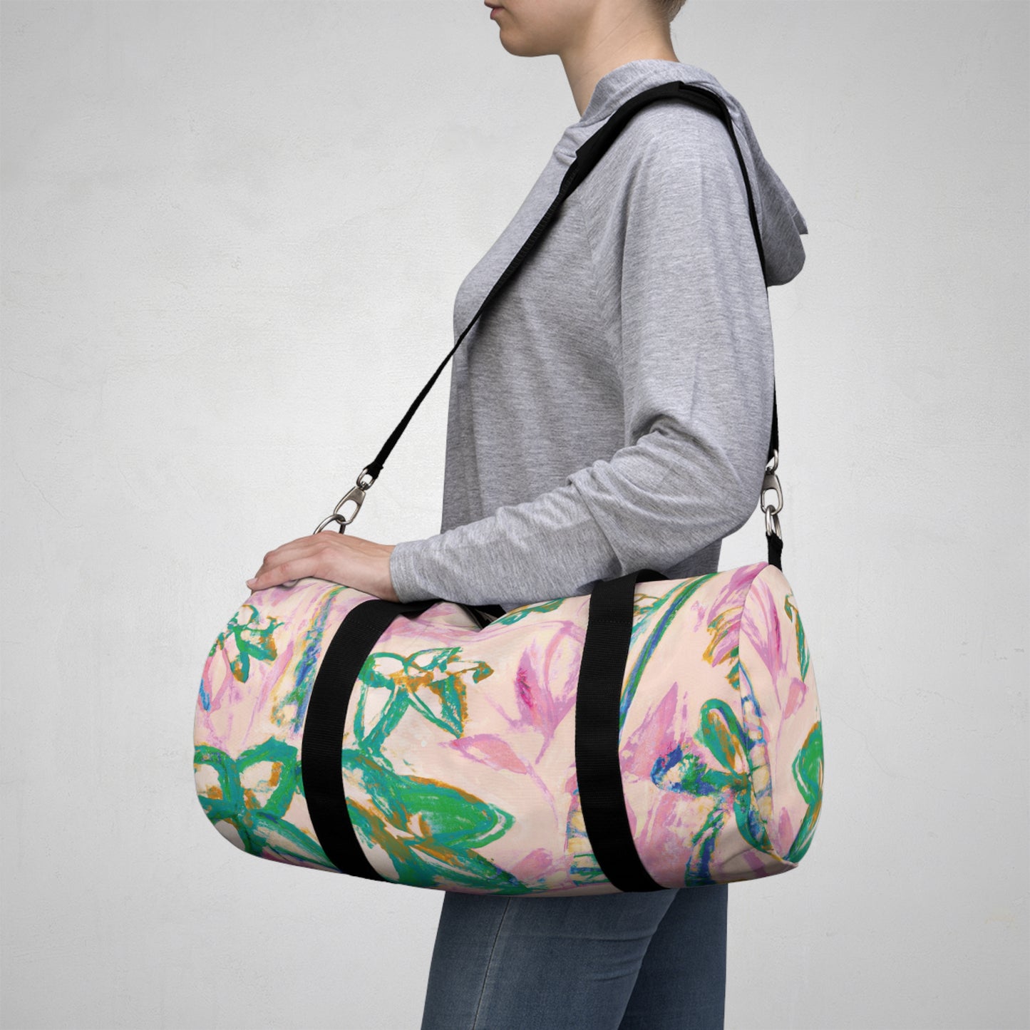 Tropical Rainforest Duffel Bag - Perfect for Travel and Gym / Tropical Doodles, Pink