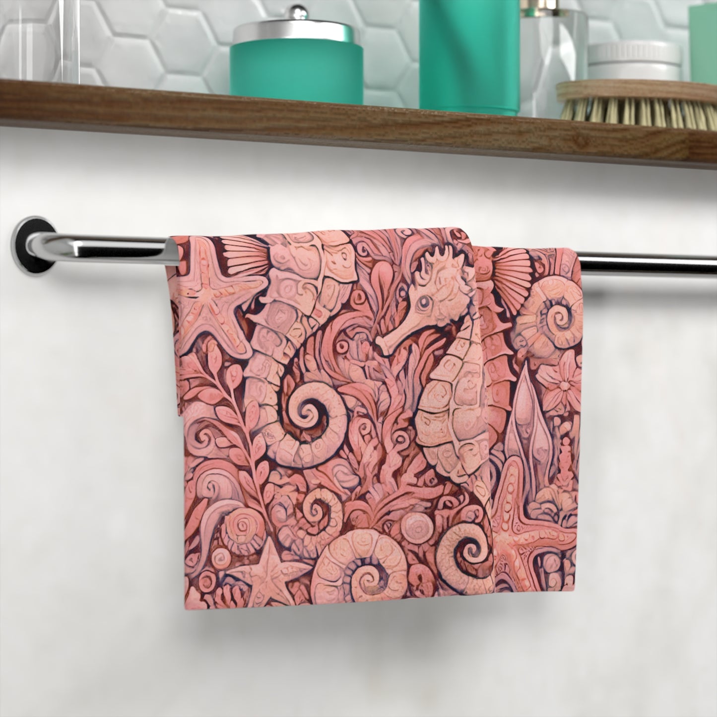 Face Towel - Seahorse Trio/Red