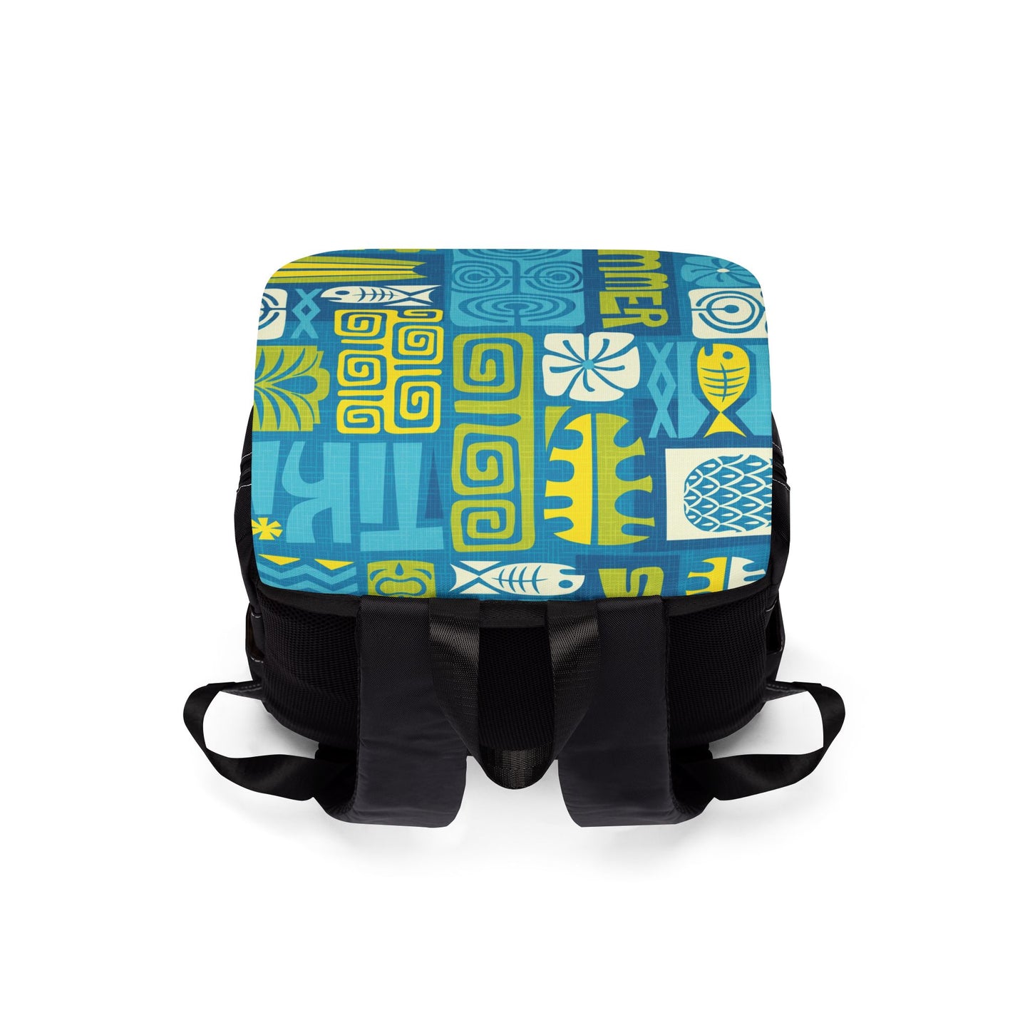 Tropical Ocean Casual Backpack - Perfect for Everyday Adventures / Tiki Poster Blue