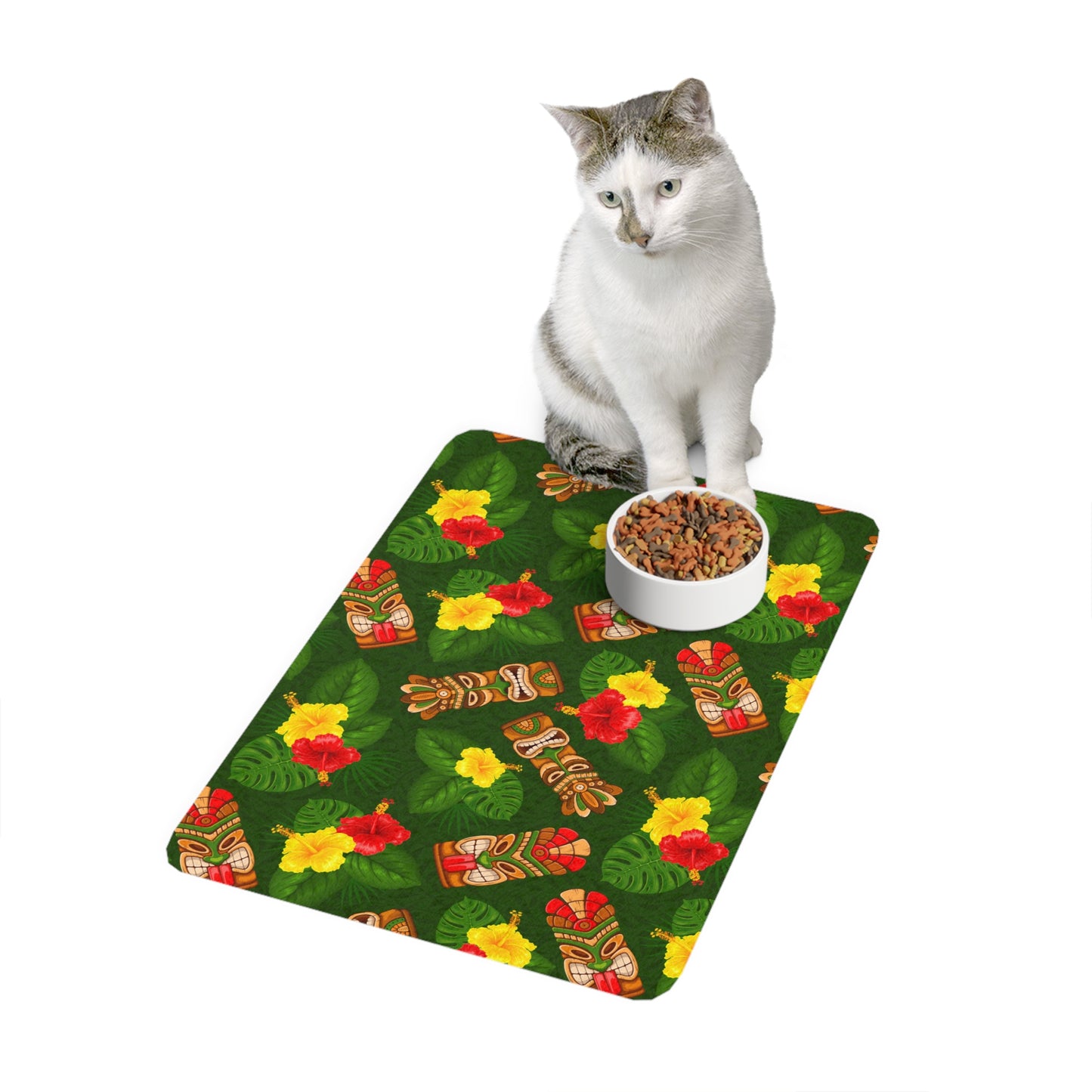 Pet Food Mat (12x18) - Tiki Hibiscus Garden