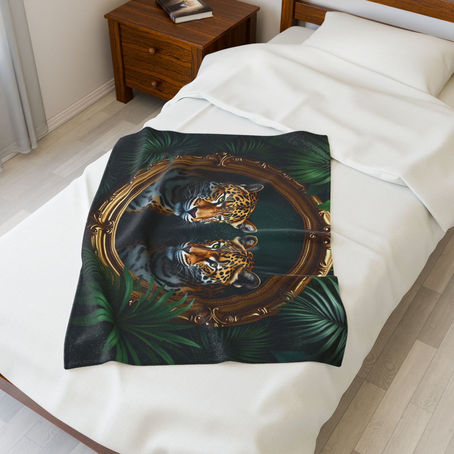 Tropical Framed Jaguars Velveteen Plush Blanket - Cozy Home Decor for Big Cat Lovers