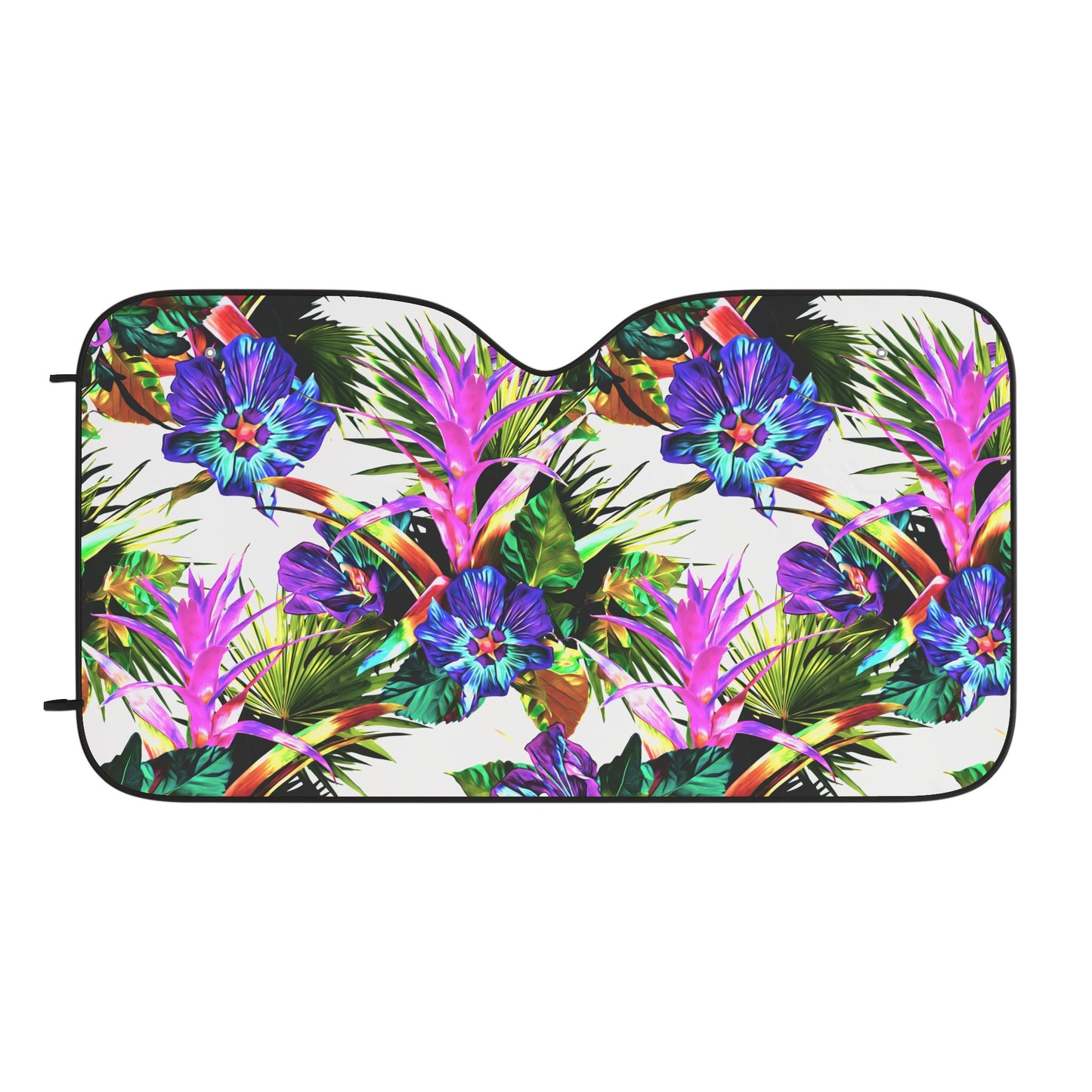 Tropical Floral Car Sun Shades / Plant Palooza, White