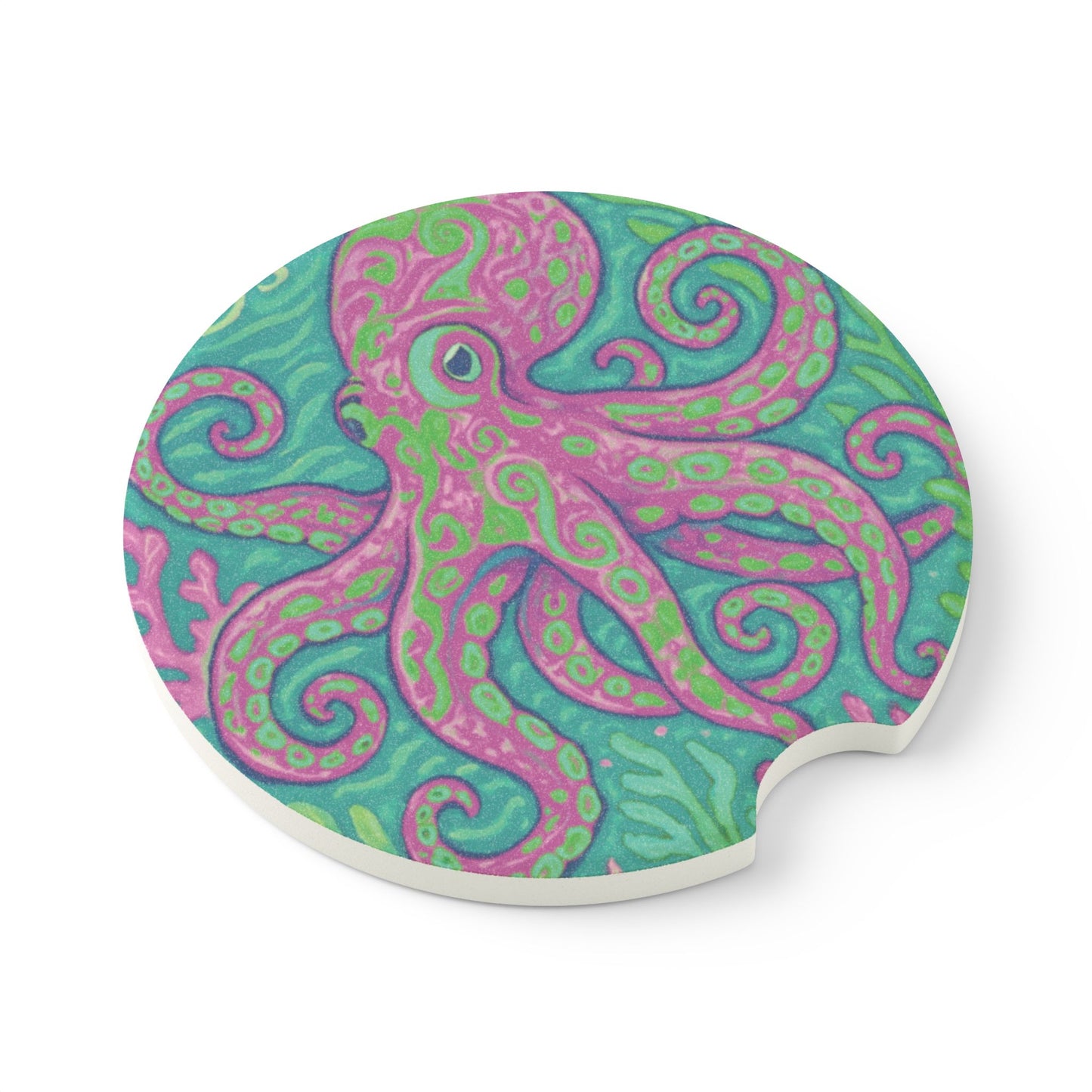 Soapstone Car Coaster - Purple Kraken Joe